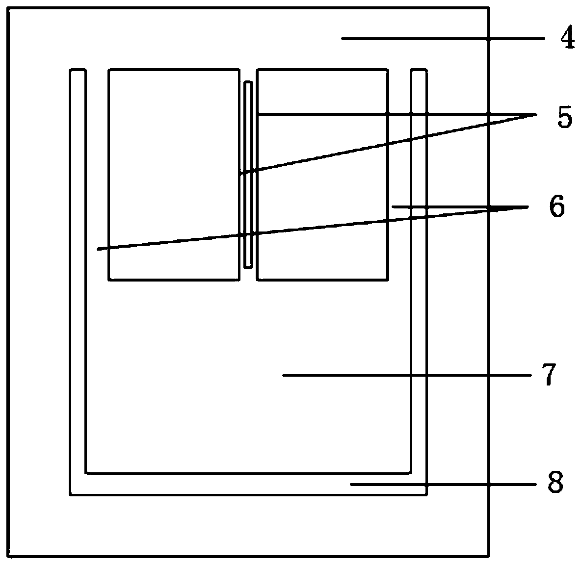 Chip of Z-direction sensitive quartz vibration beam accelerometer based on quartz on silicon (QoS) technology, processing technology and accelerometer