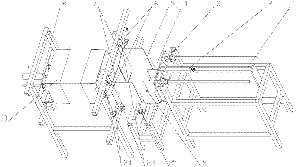 Small-cartridge explosive lateral box feeding system without middle package