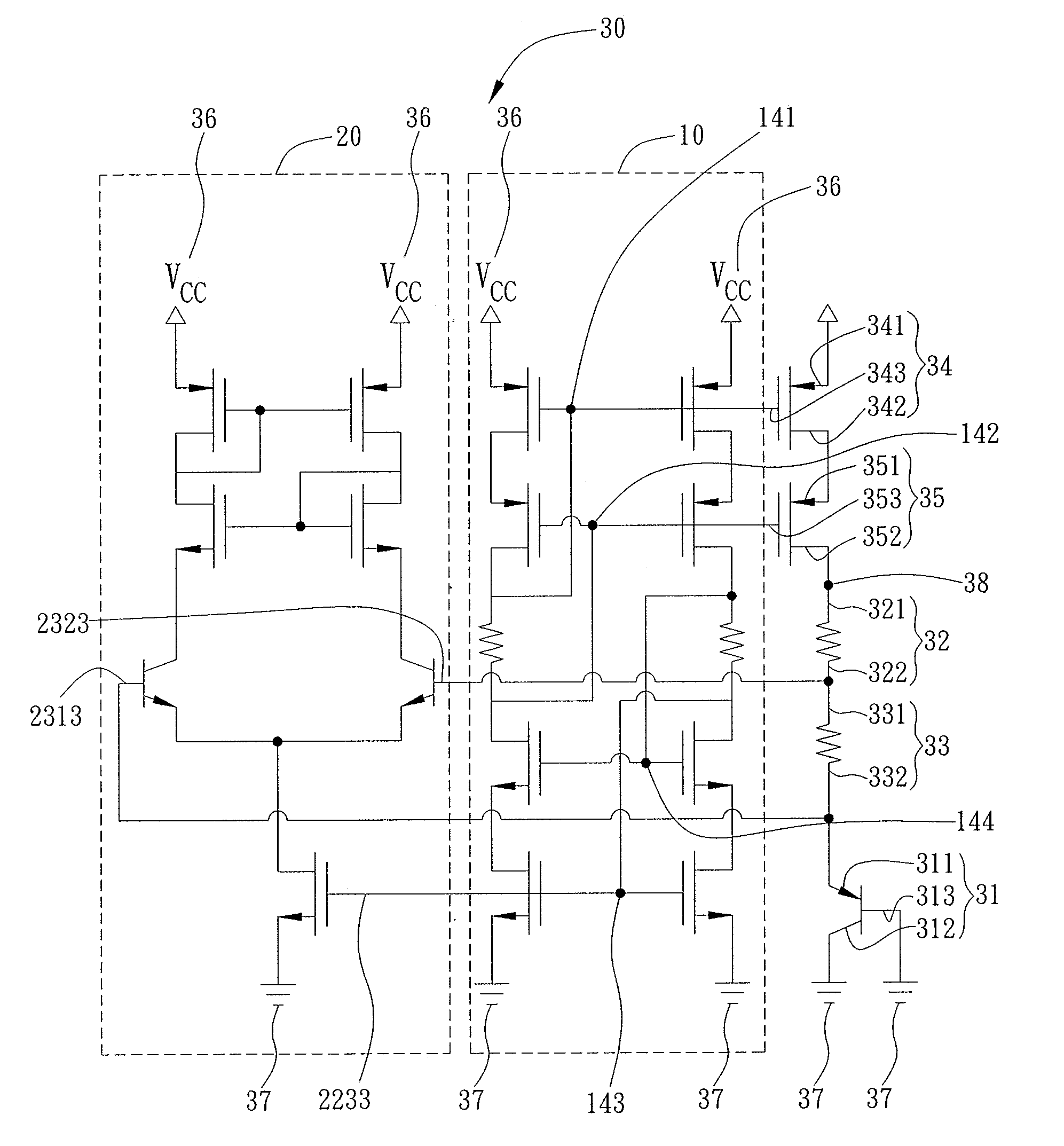 Cascode current mirror circuit, bandgap circuit, reference voltage circuit having the cascode current mirror circuit and the bandgap circuit, and voltage stabilizing/regulating circuit having the reference voltage circuit