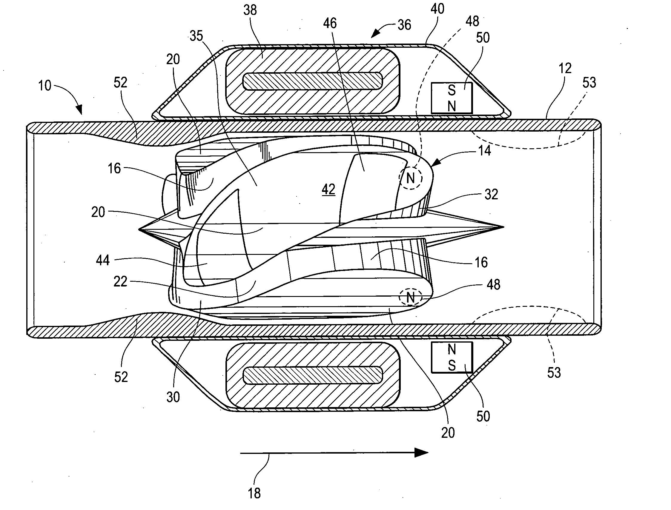 Wide blade, axial flow pump