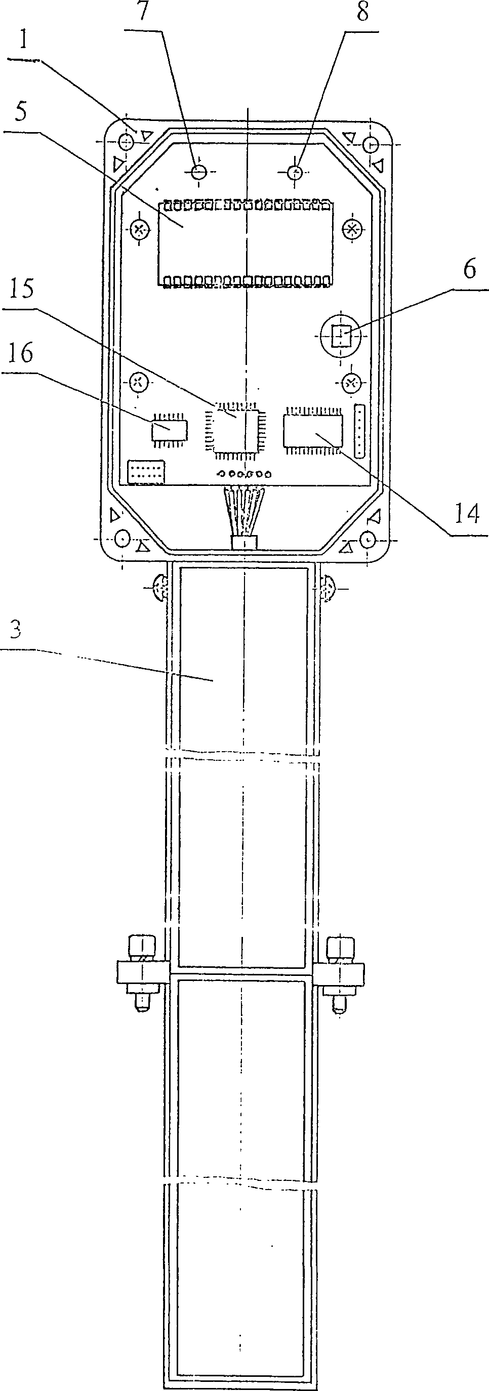 Open canal water level flow mensuring instrument capable of radio operatied