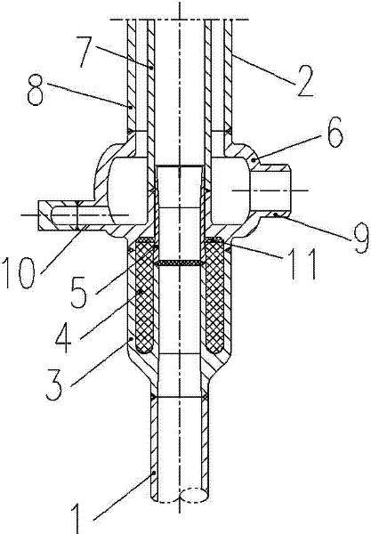 Linear quenching heat exchanger inlet connecting piece and quenching heat exchanger thereof