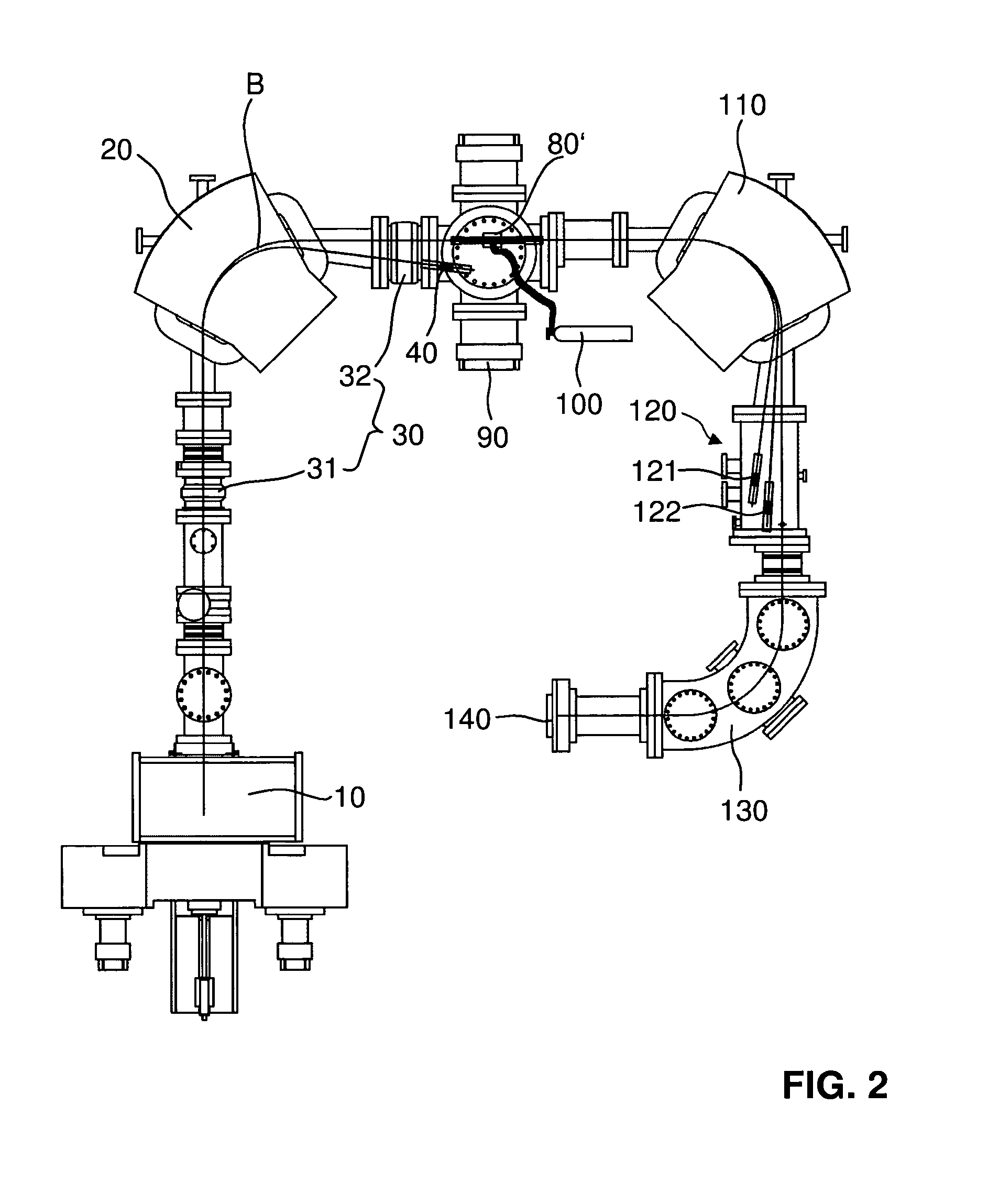 Mass spectrometry system with molecular dissociation and associated method