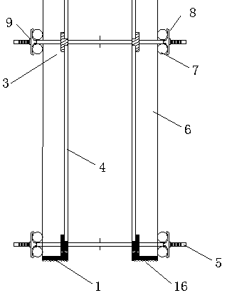 Shear wall template structure and construction method