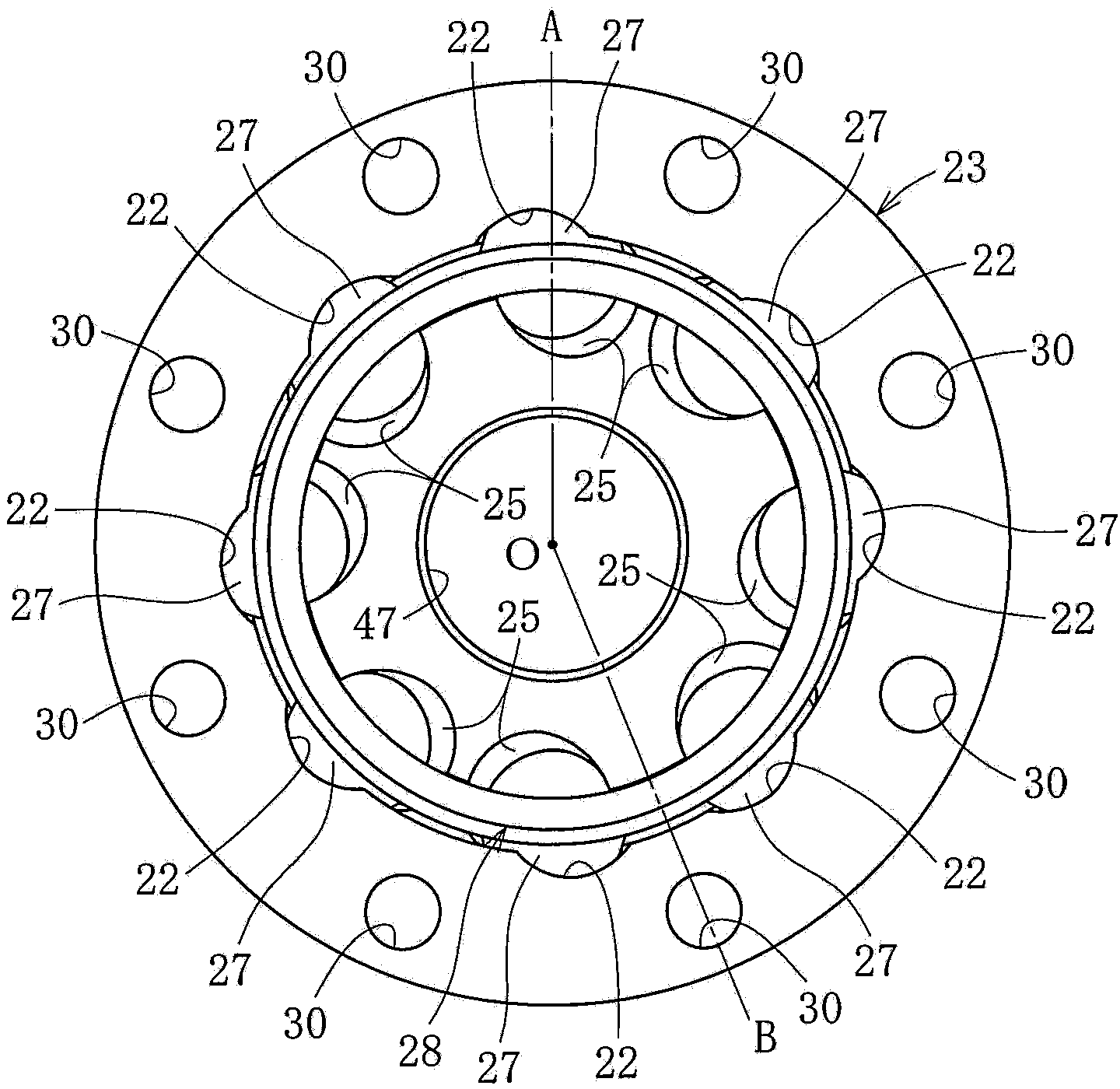 Stationary constant-velocity universal joint