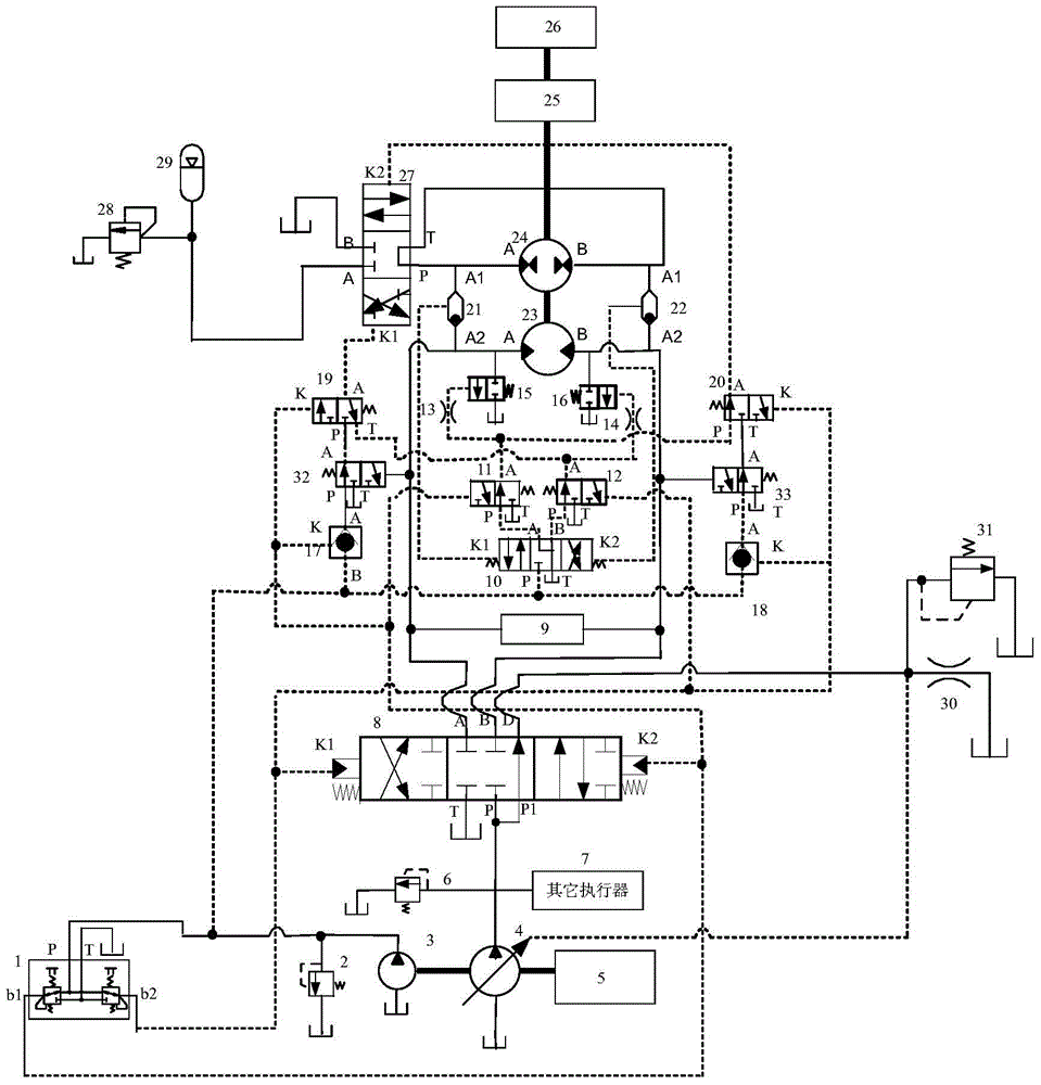 Energy-saving turntable drive system for excavators based on dual motors and hydraulic accumulators