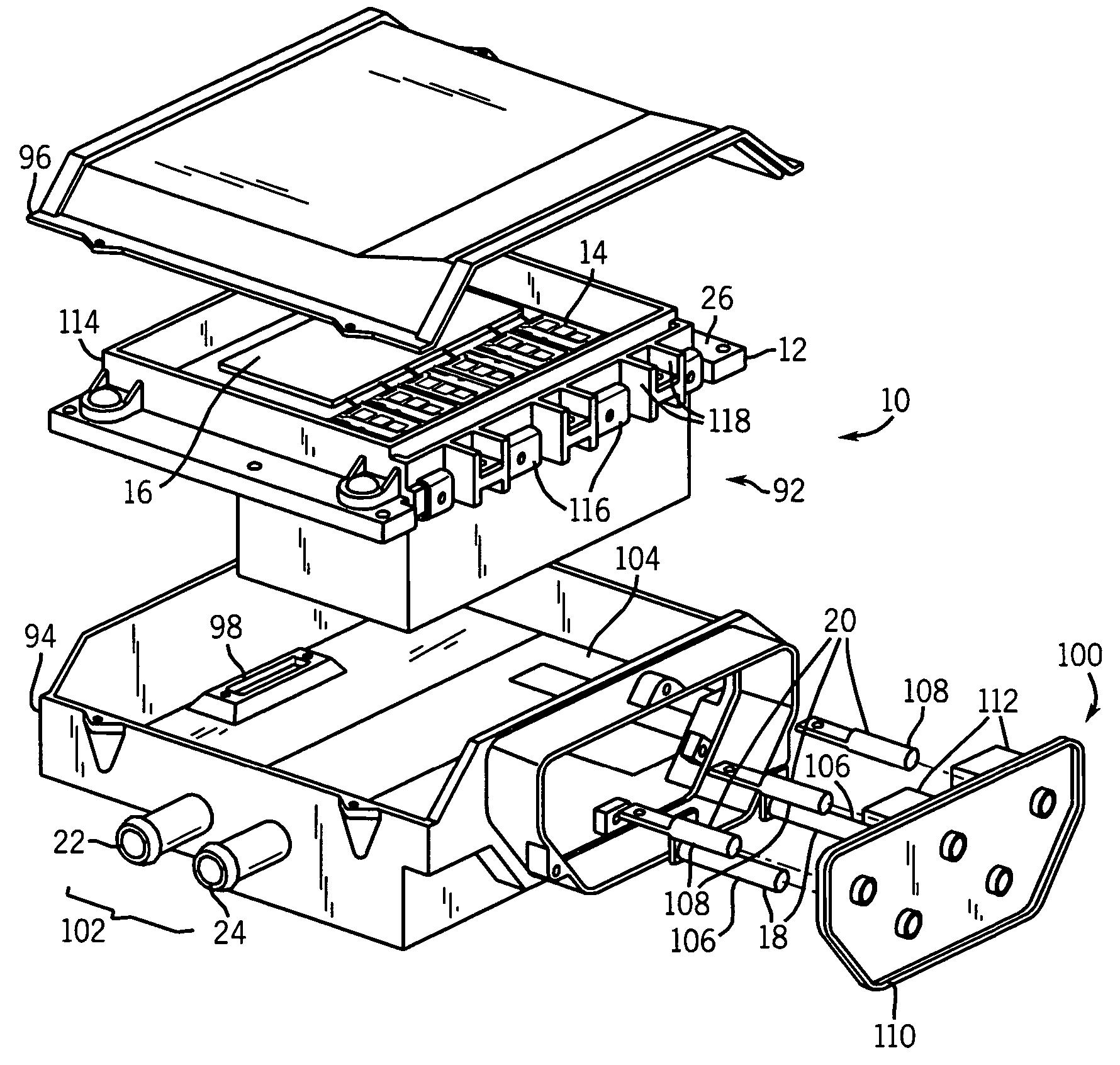 Cooled electrical terminal assembly and device incorporating same