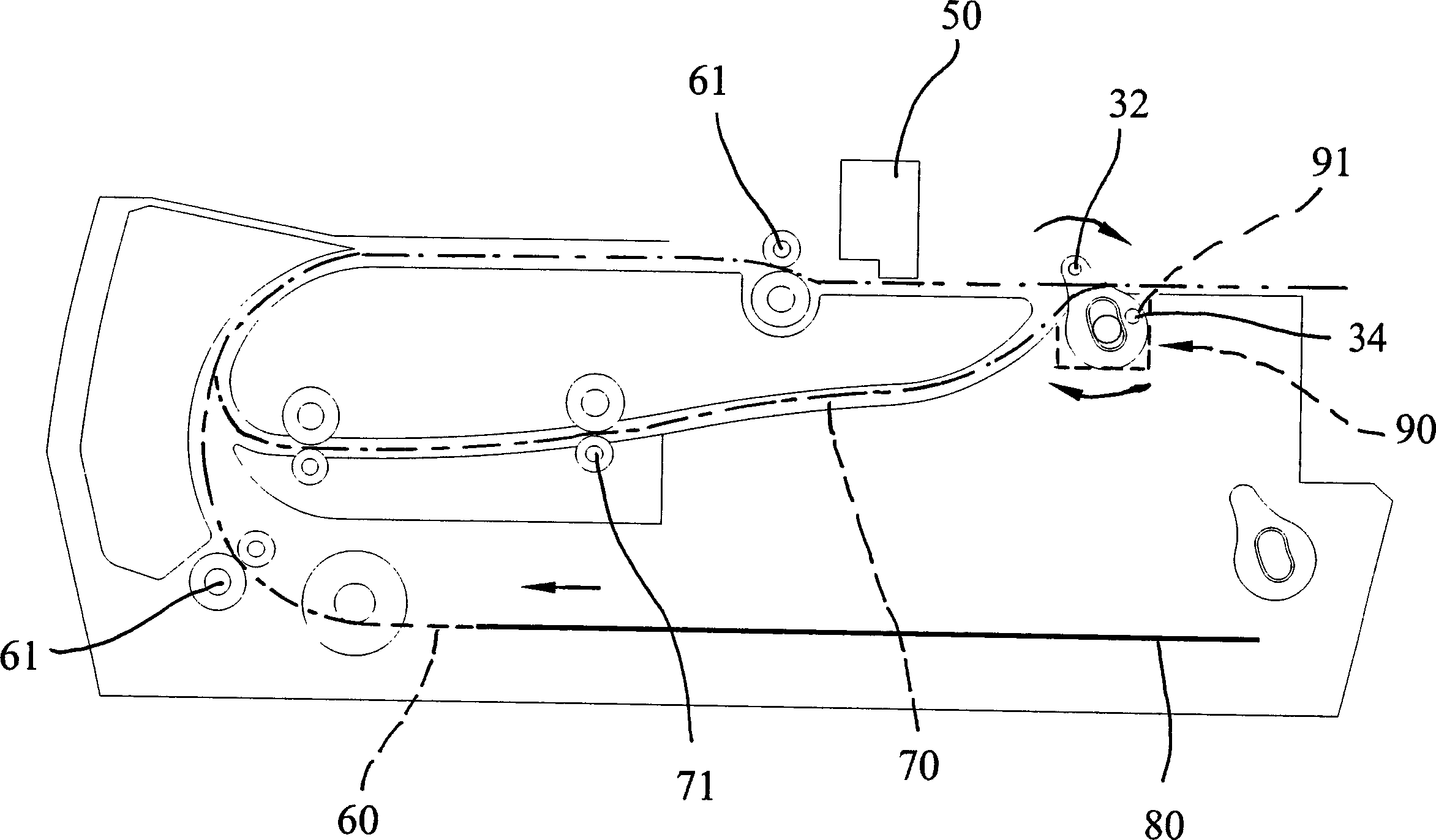 Paper feeding device and its paper turning method