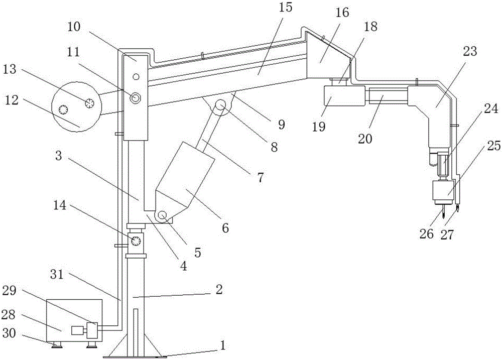 Mechanical arm type efficient and rapid dust-prevention drilling machine