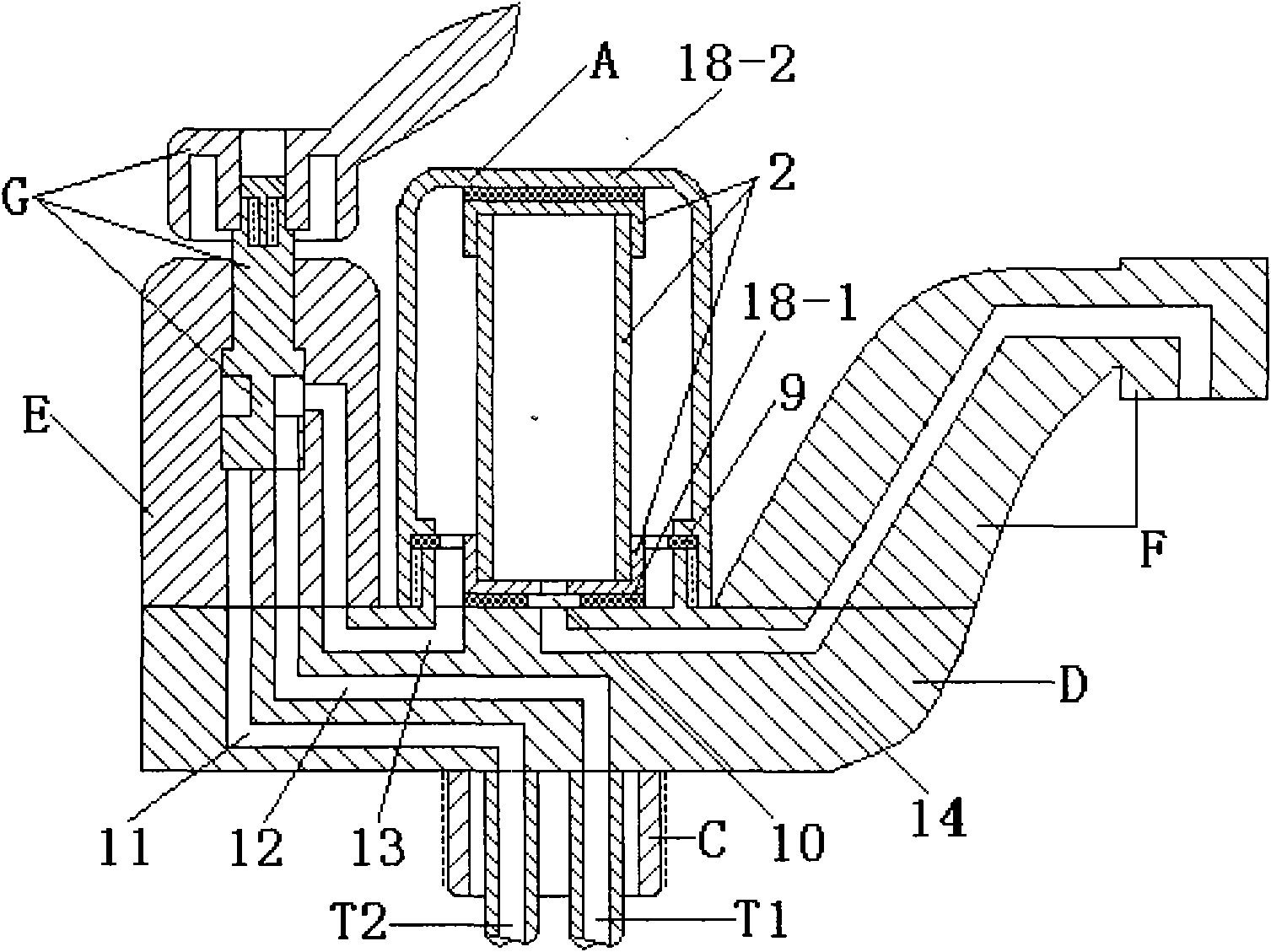 Simple cold and hot water conjoined cock with water filter