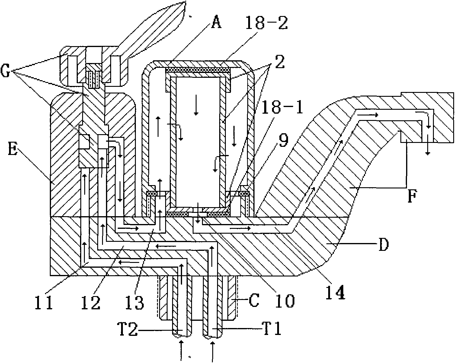 Simple cold and hot water conjoined cock with water filter