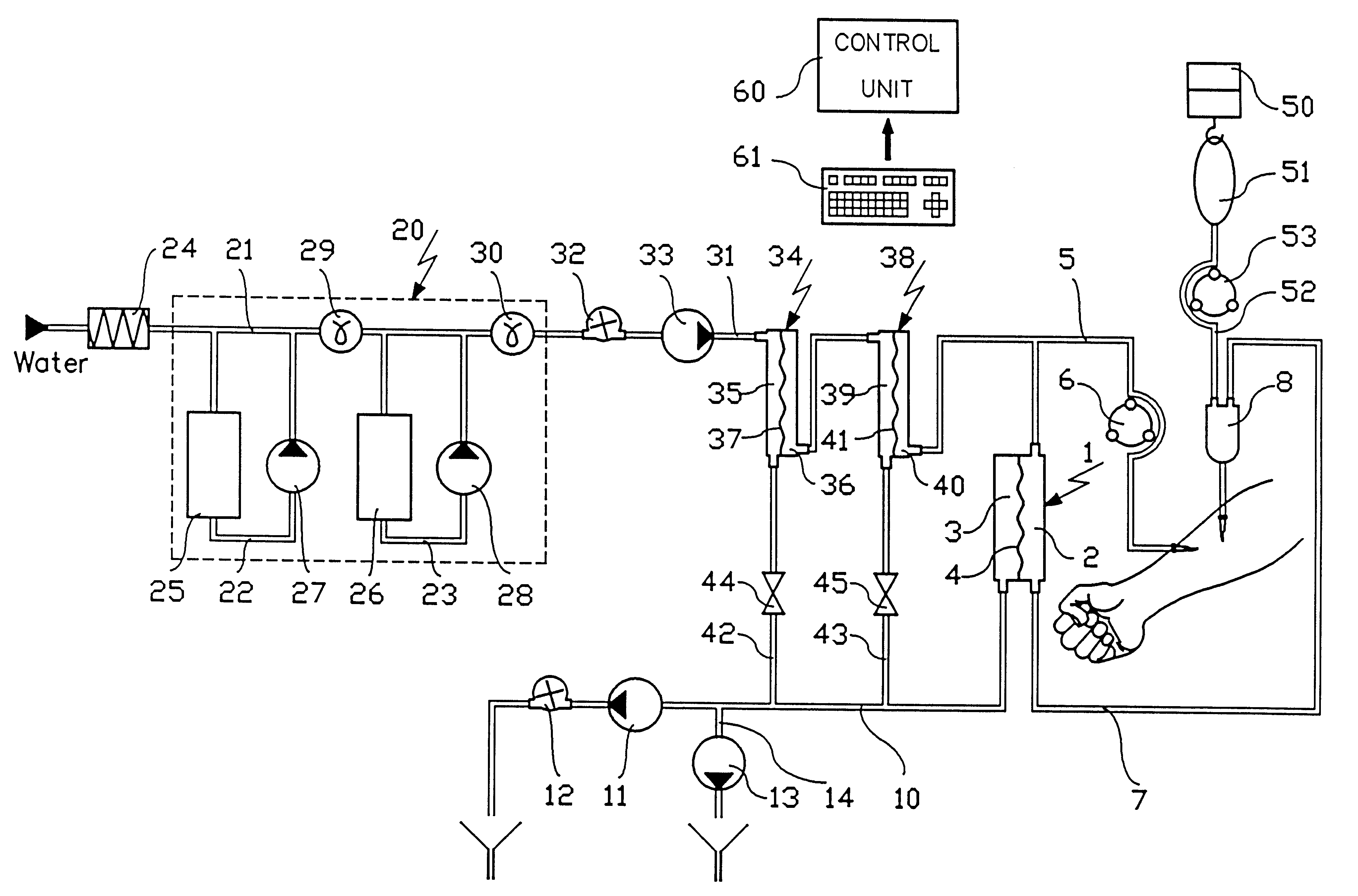 Haemofiltration machine for independently controlling the concentration of at least two ionic substances in a patient's internal medium