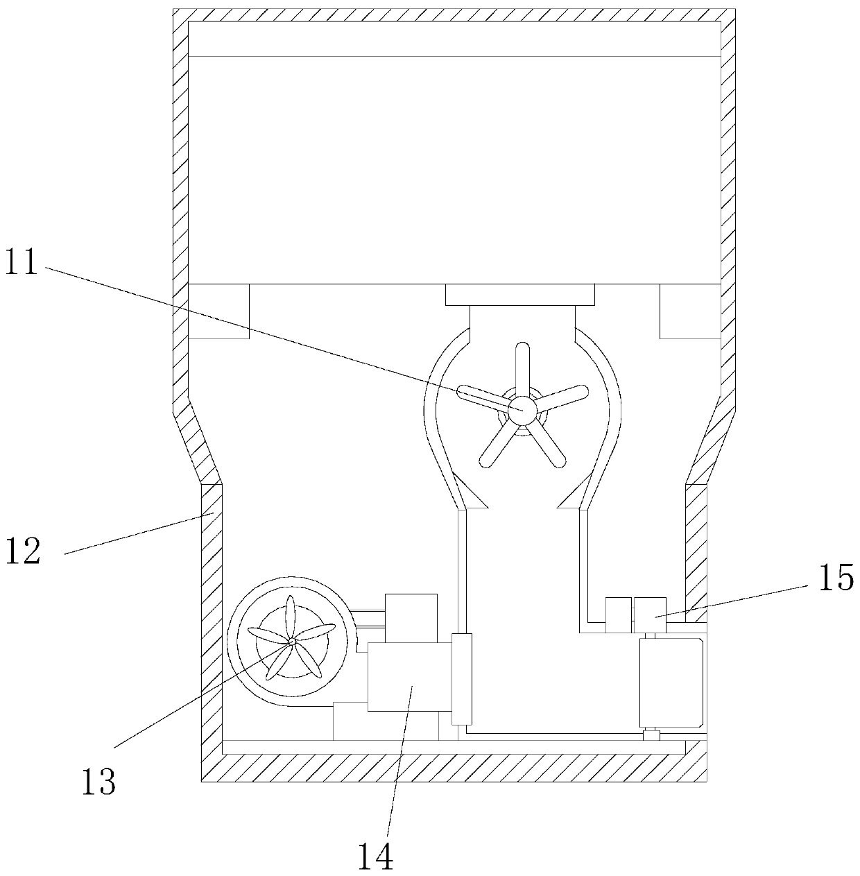 Fish feeding device with stirring blades