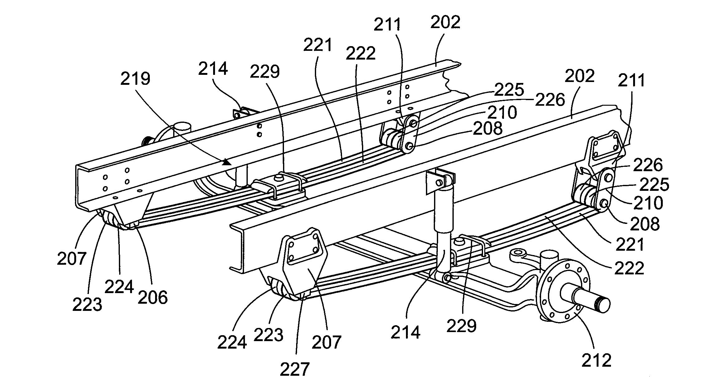 Vehicle suspension comprising light weight leaf spring assembly