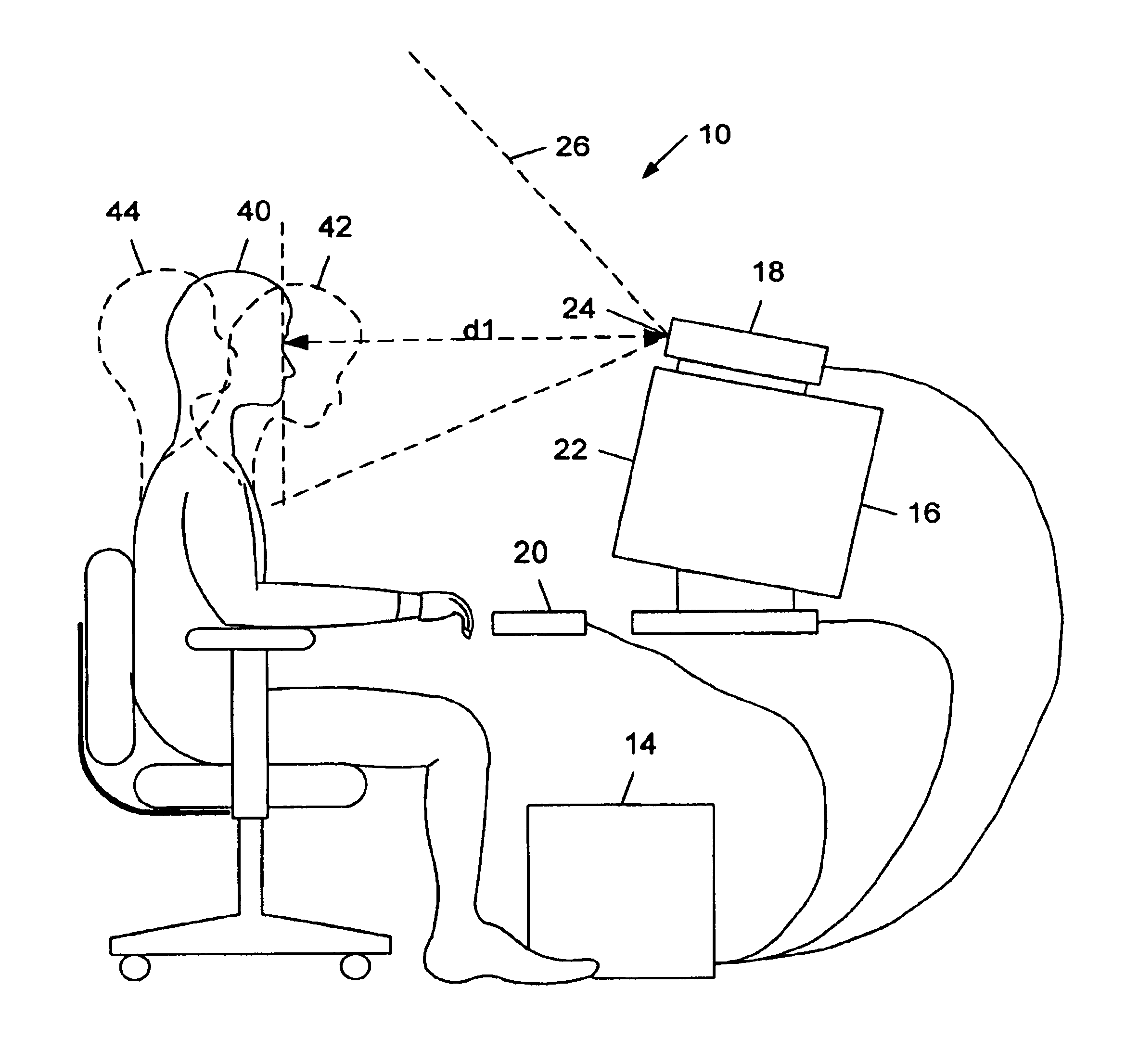 Computer system providing hands free user input via optical means for navigation or zooming