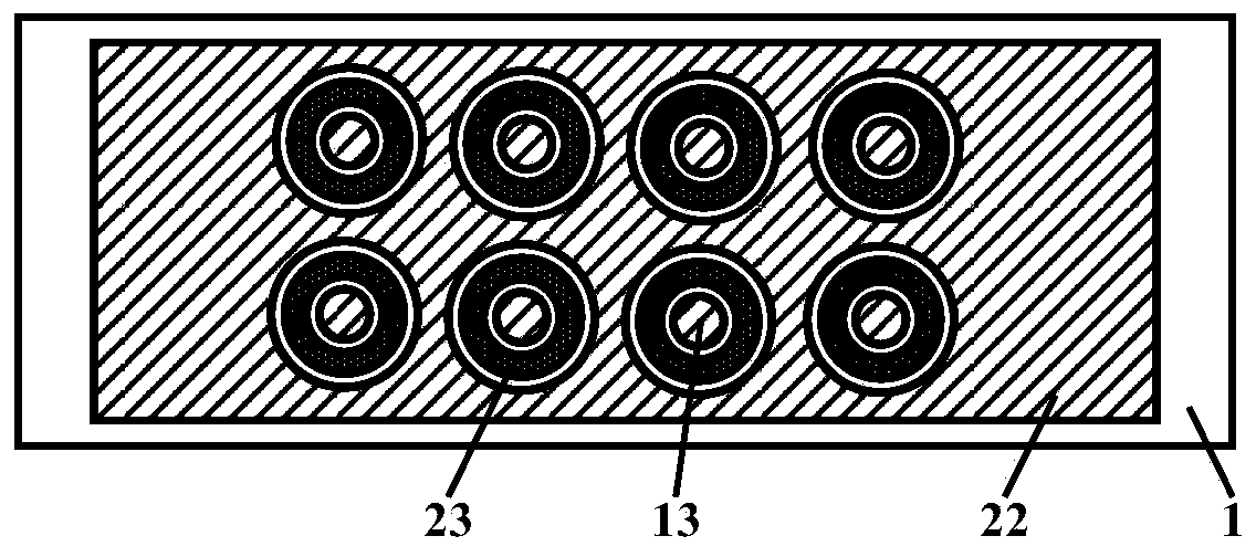 Light-emitting backlight source with convex slope connecting surface ring cathode fork branch straight and curve gating structure