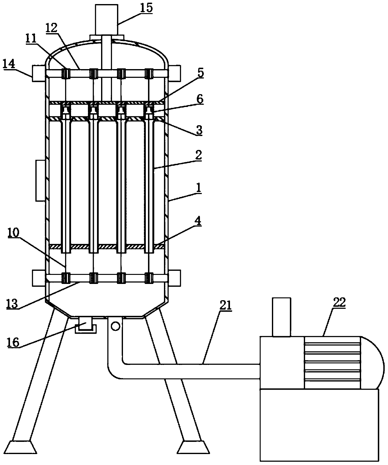 Double-effect combined inverted-cone-shaped graphite falling film evaporator