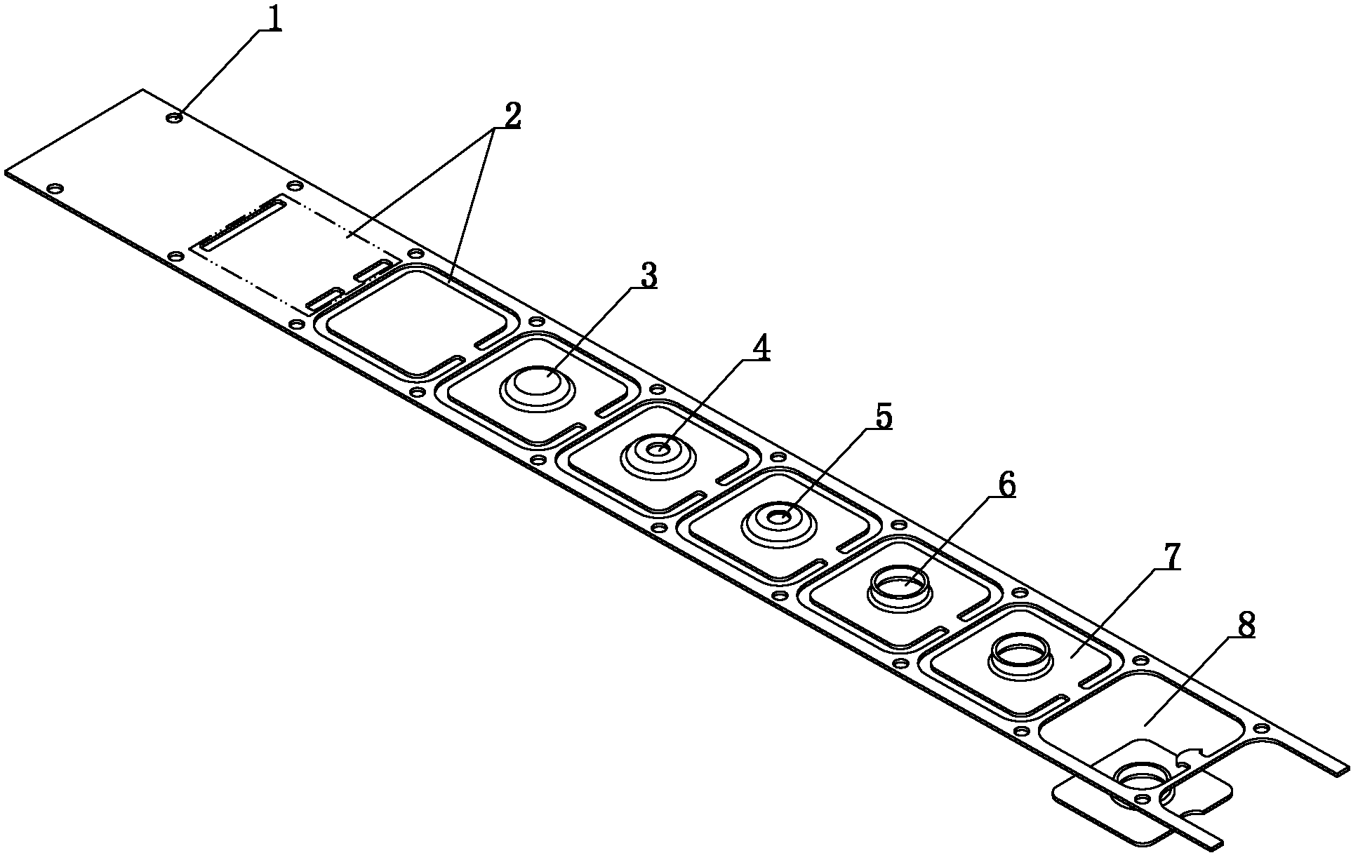 Molding process of progressive die of high temperature alloy sheet metal component with high flanging hole