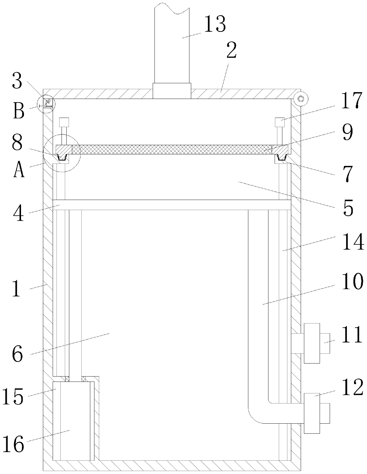 Convenient-to-dismount sewage box of floor washing machine