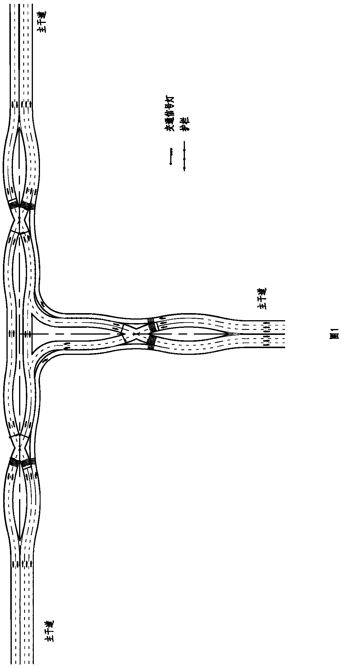 Double lane-changing T-type intersection design plan