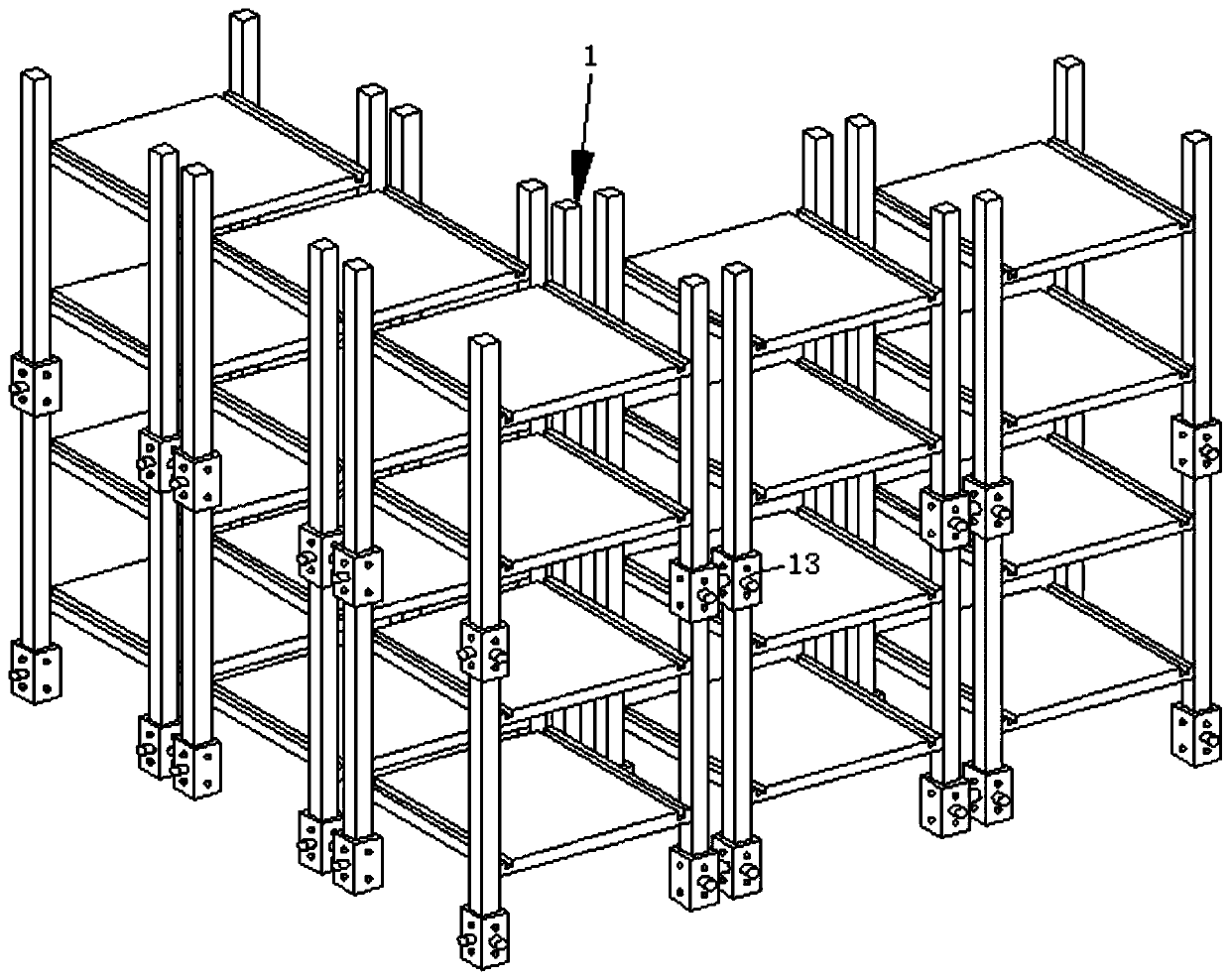 Combined three-dimensional shelf and automatic loading and unloading mechanism thereof