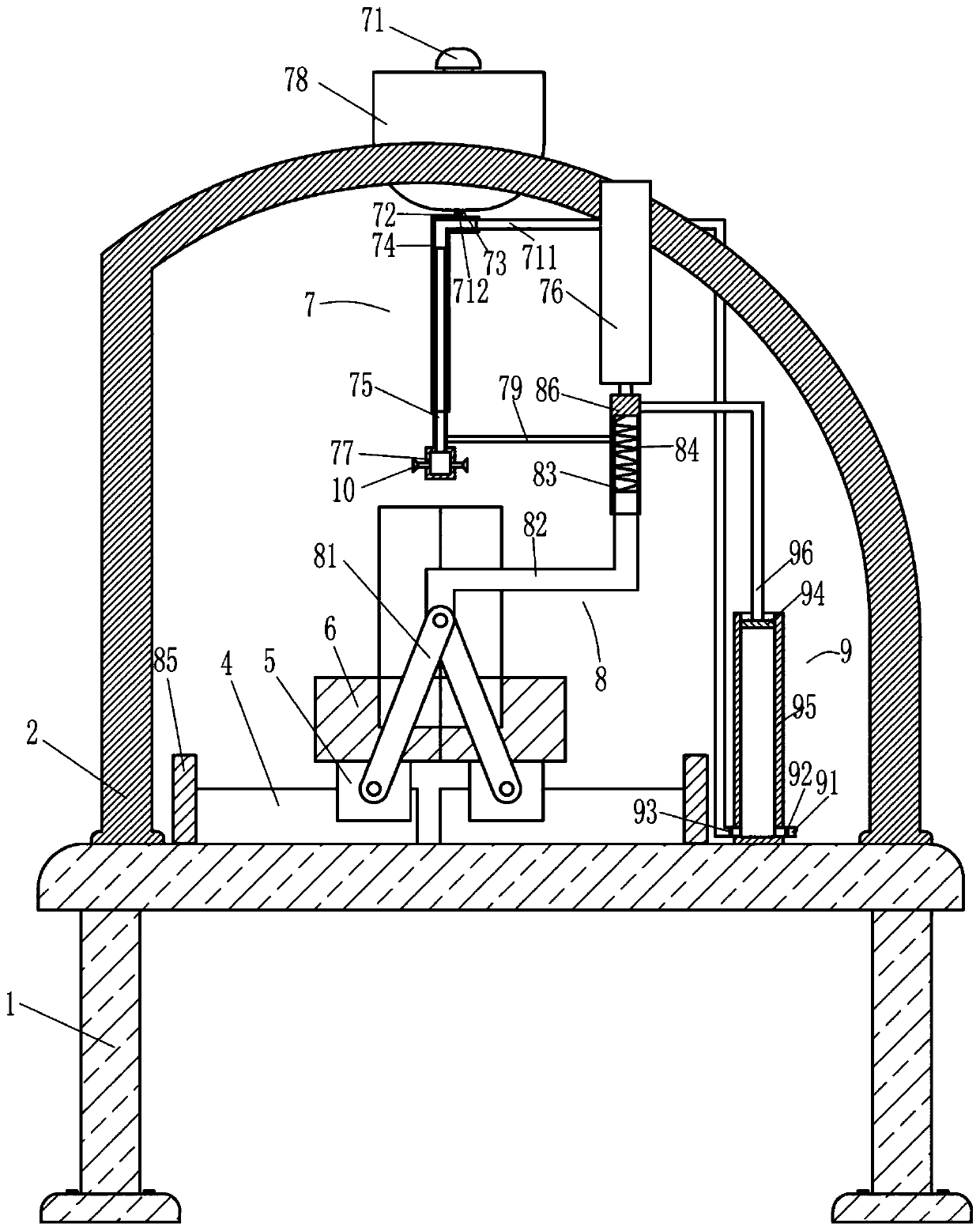 Self-buckling type ring mold powder spraying device