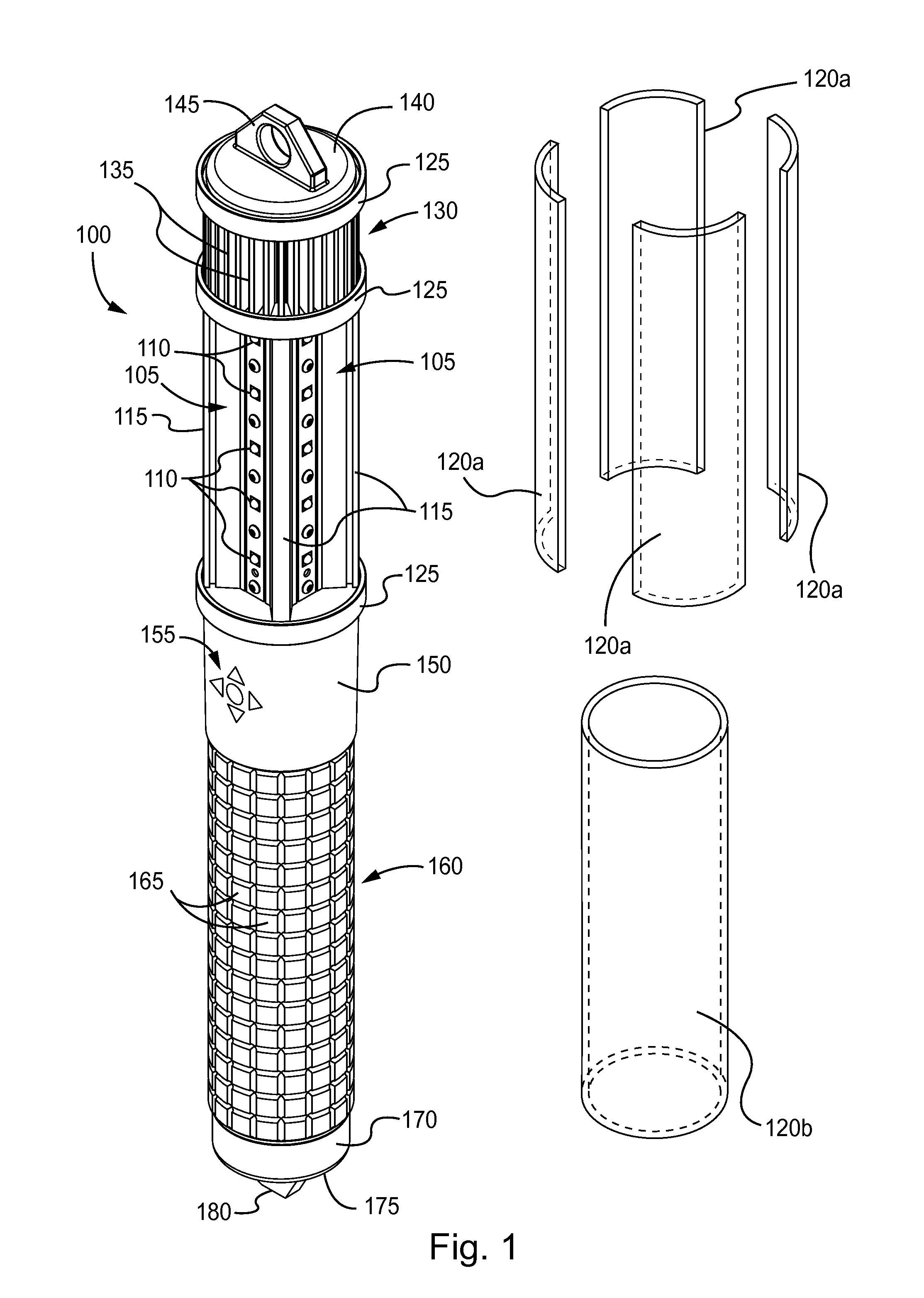 Multi-section portable electronic torch