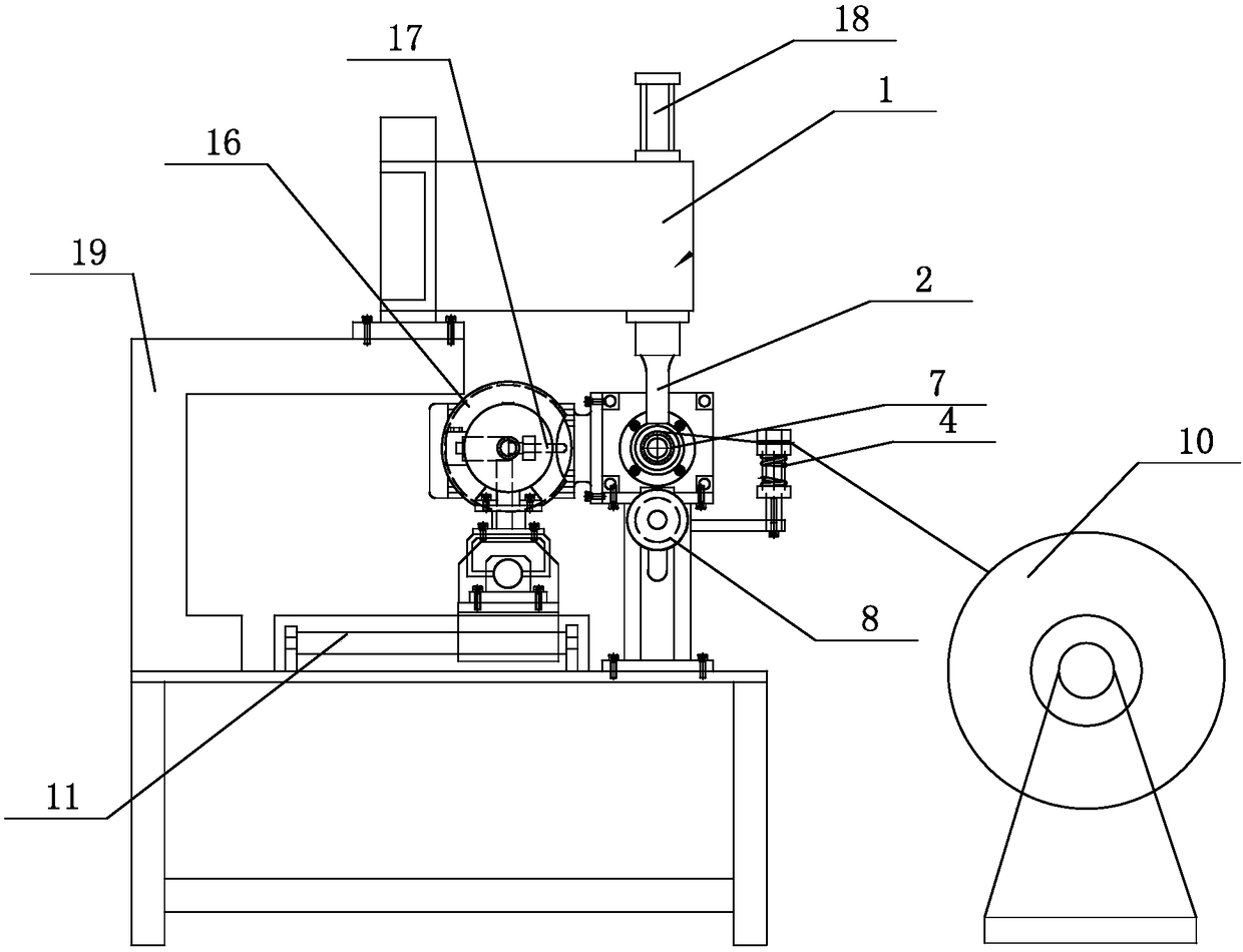 Ultrasonic based automatic winding, welding and cutting machine for plastic spiral supporting tube and using method of ultrasonic based automatic winding, welding and cutting machine