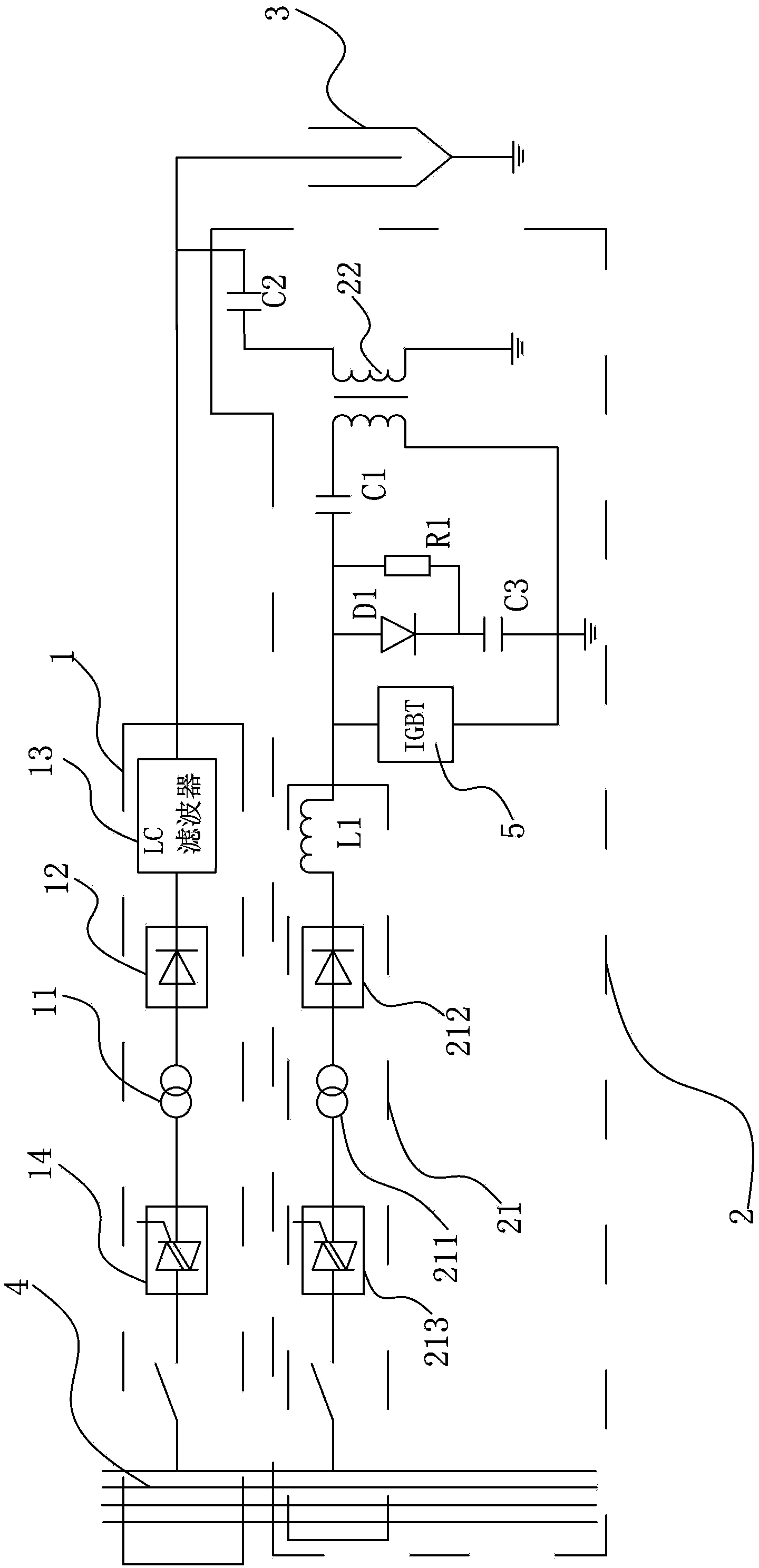 Pulse power supply used in electric precipitation