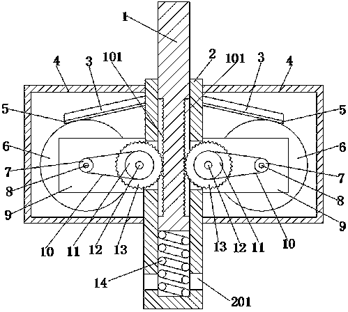 A shock-absorbing structure for an unmanned aerial vehicle