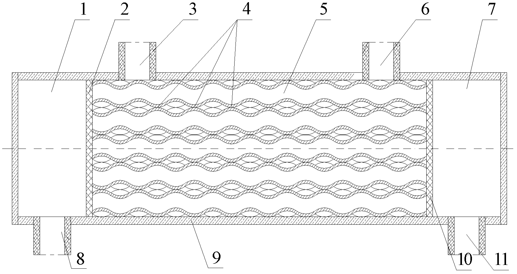 Longitudinal flow shell-and-tube heat exchanger