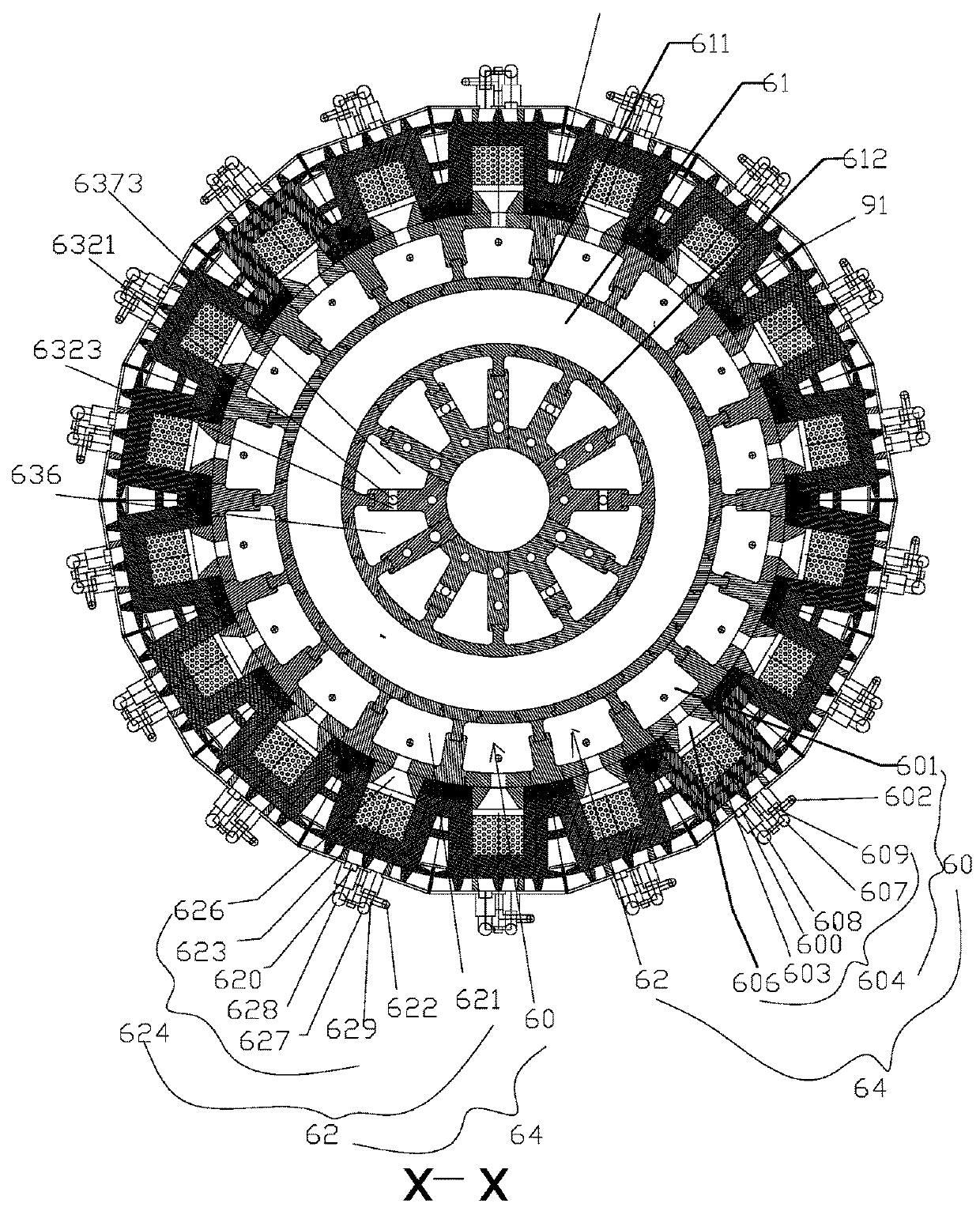 Coal pyrolyzing and carbonizing device of coal pyrolyzing furnace