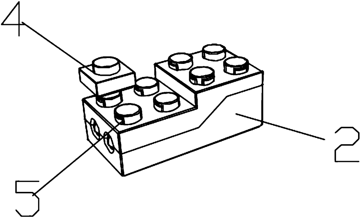 Staged electronic building blocks, self-programming method and building block combination