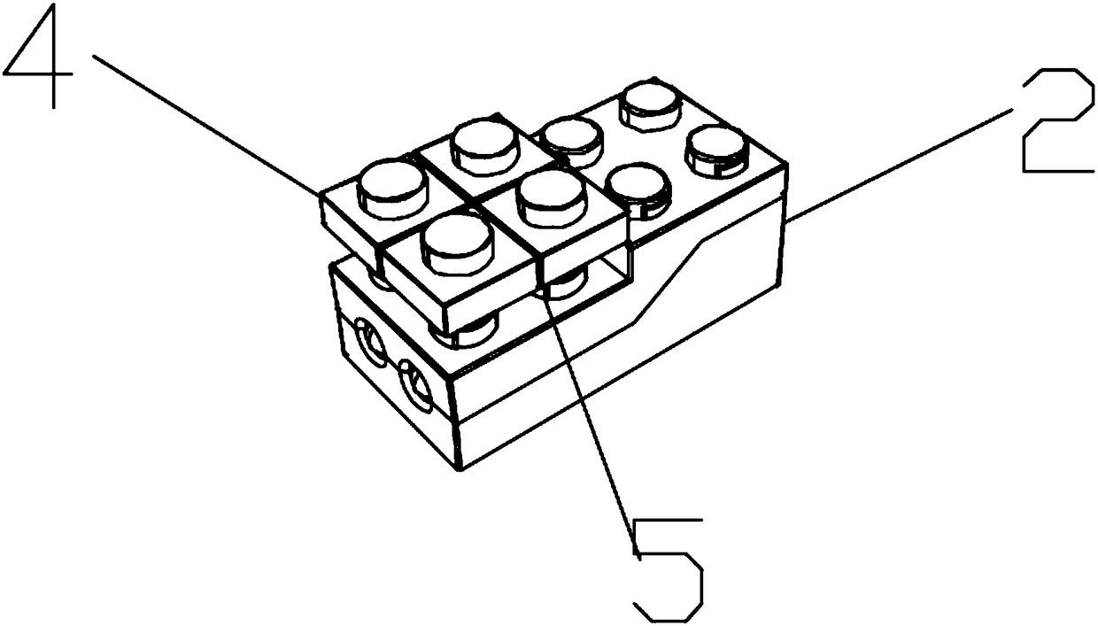 Staged electronic building blocks, self-programming method and building block combination