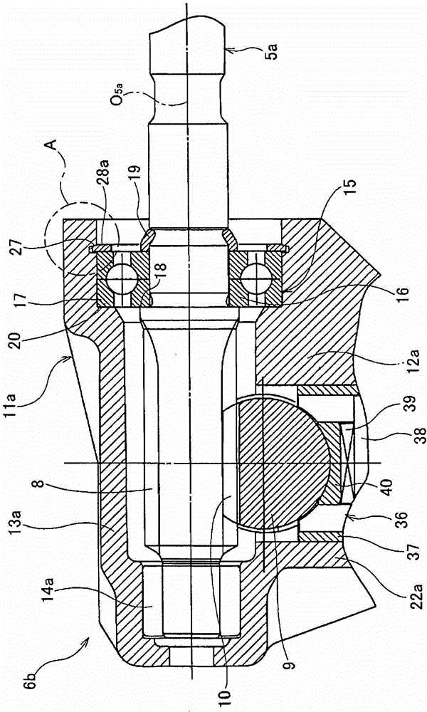 Bearing affixation structure and steering gear unit using bearing affixation structure