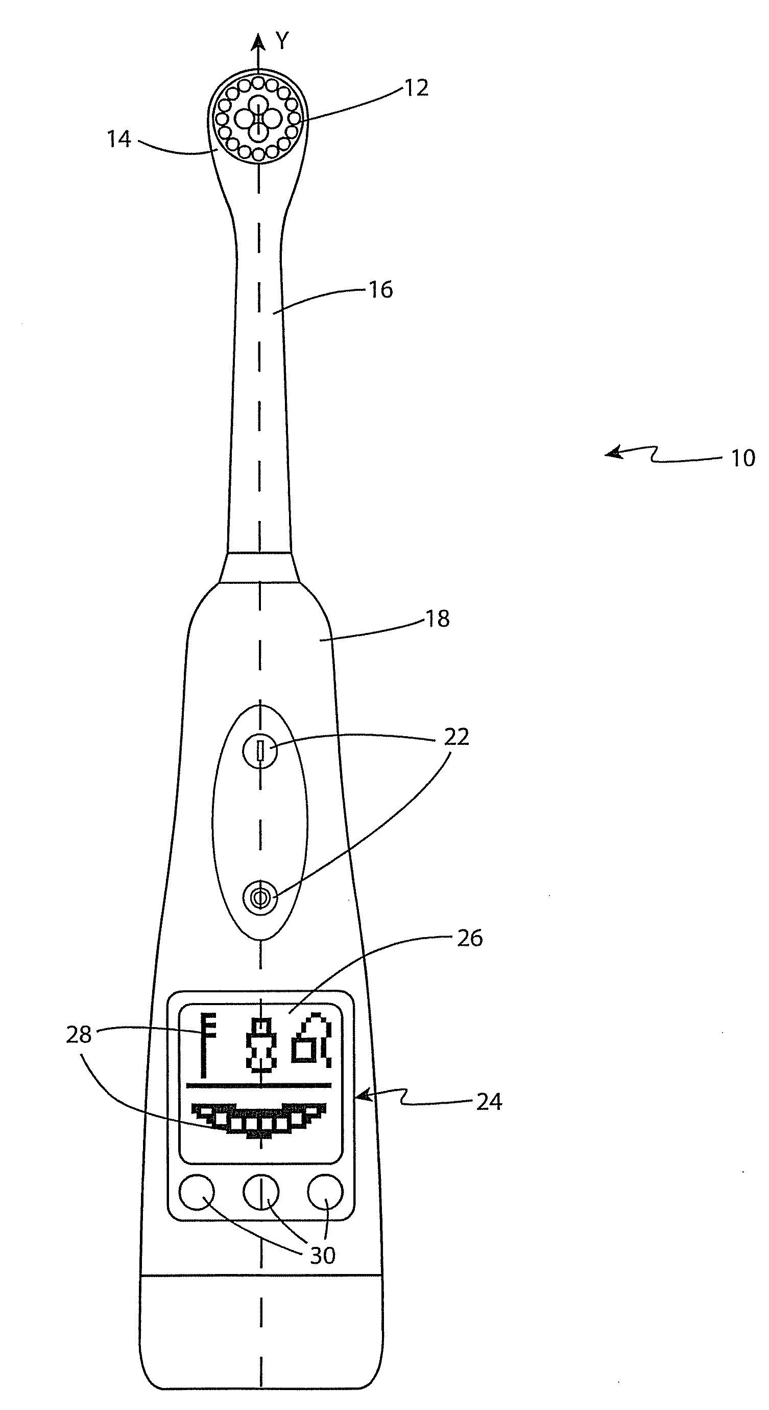 Electronic toothbrush incorporating digital training aid