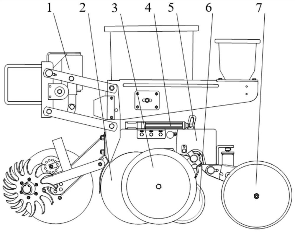 Active sowing depth and compaction force adjusting system of no-tillage planter