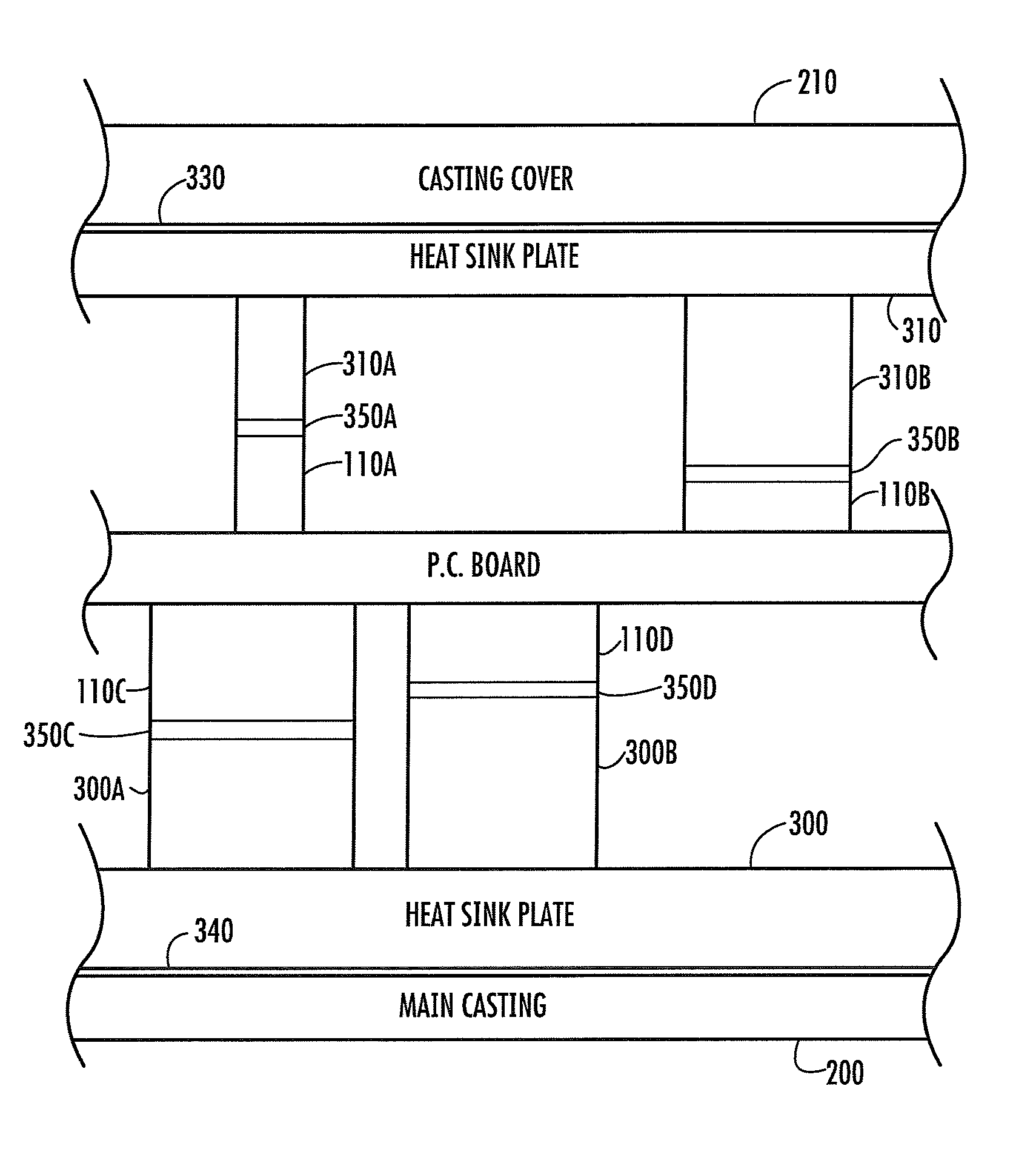 Modular heat sinks for housings for electronic equipment