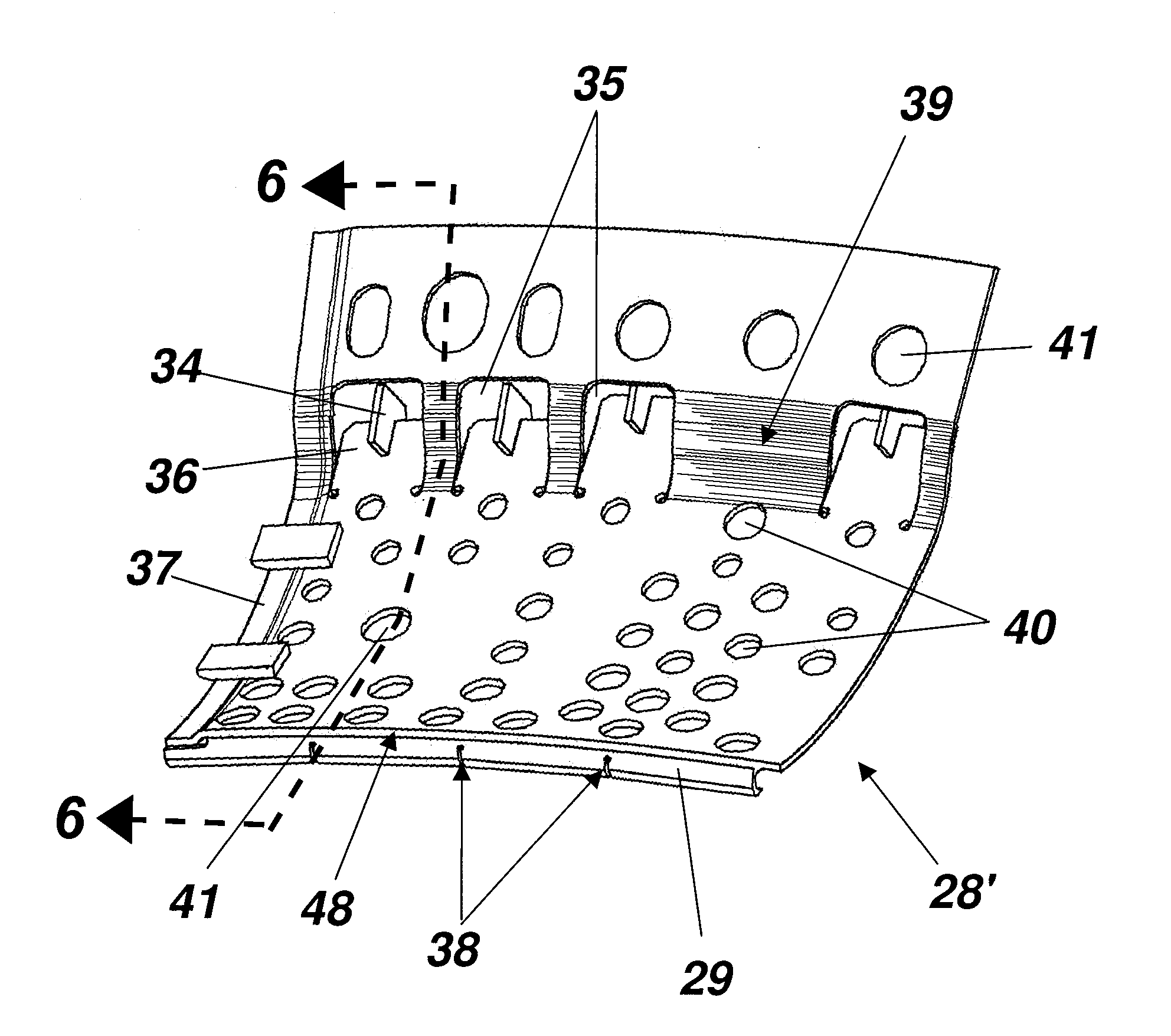 Impingement cooling plate for a hot gas duct of a thermal machine