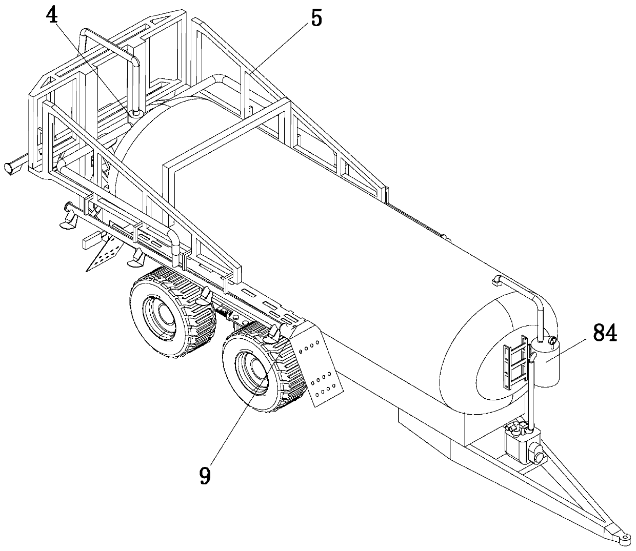 Movable fertilizing vehicle capable of regulating spraying area and height