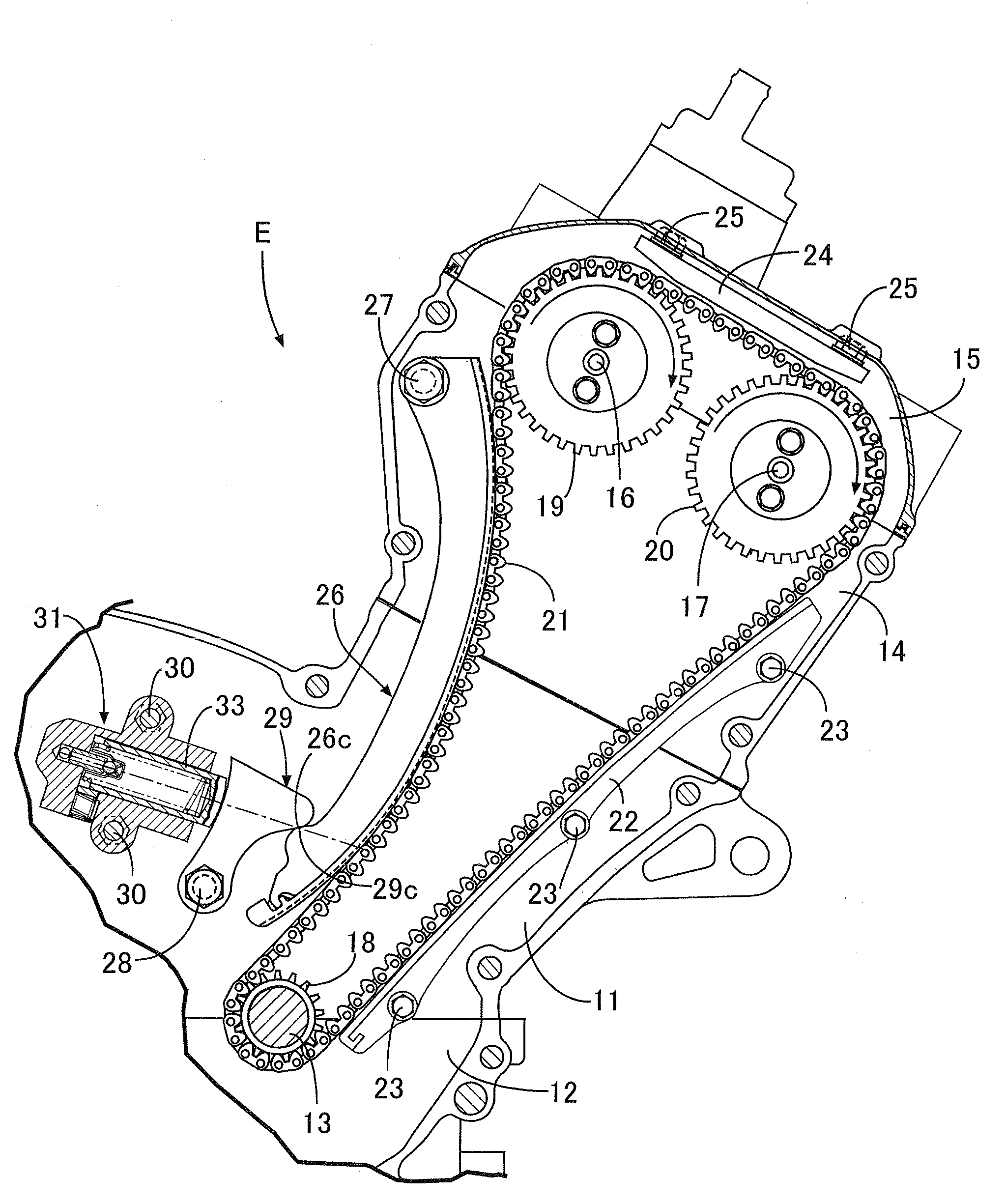 Chain tensioner device