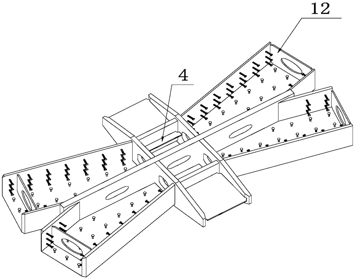 Method for manufacturing overlap changeover connection node shaped like Chinese character 'mi'