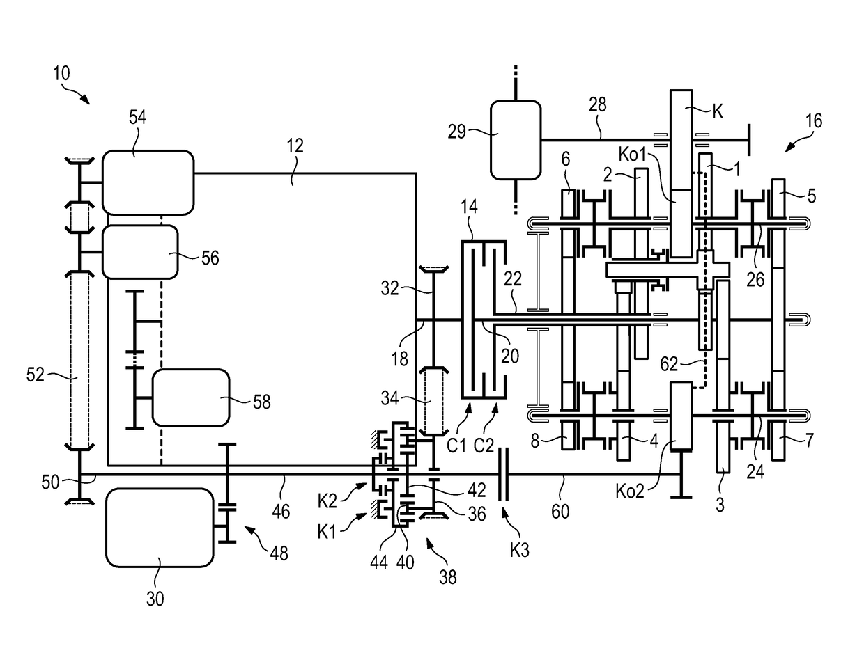 Drive train for a hybrid motor vehicle