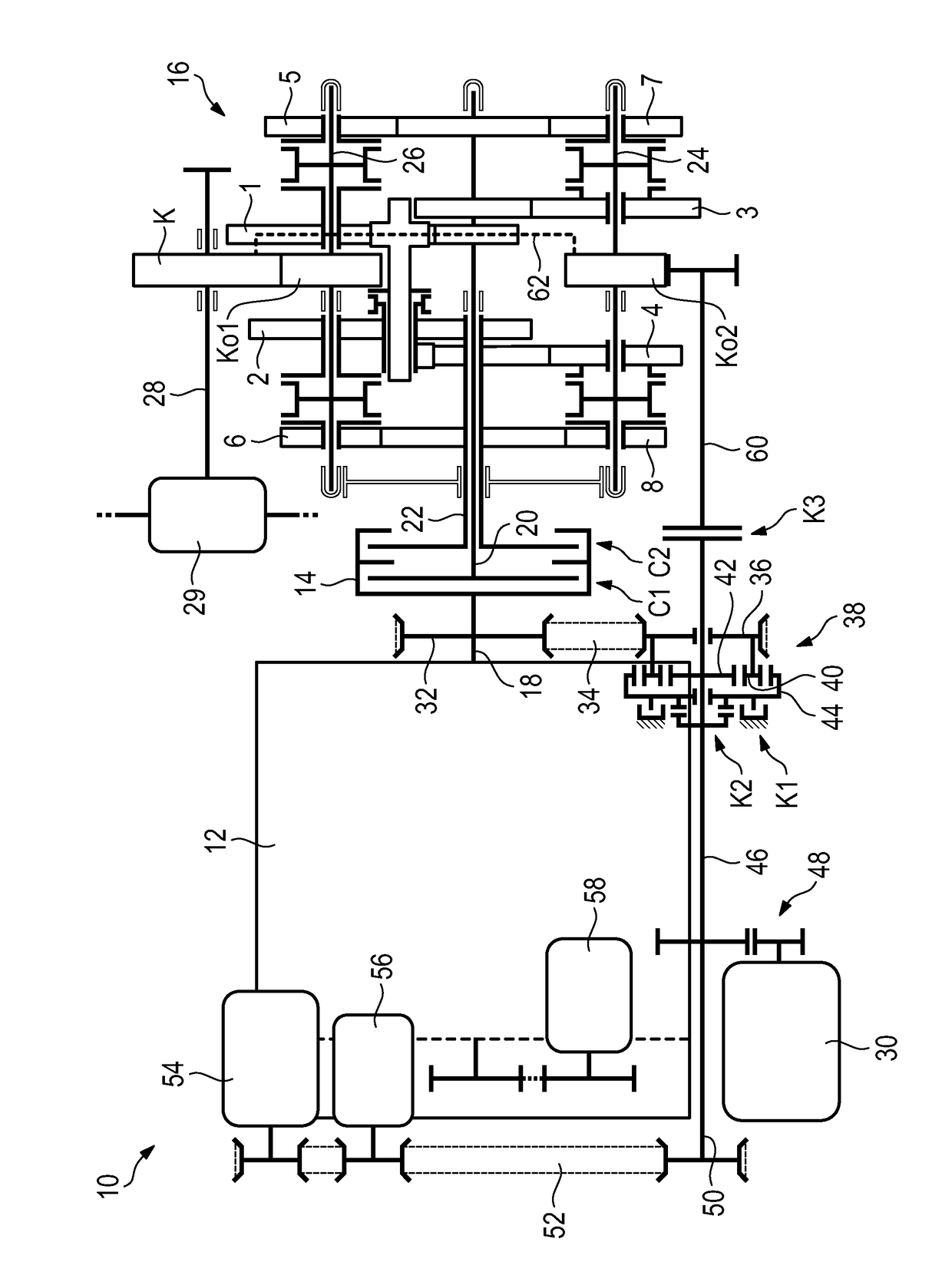 Drive train for a hybrid motor vehicle