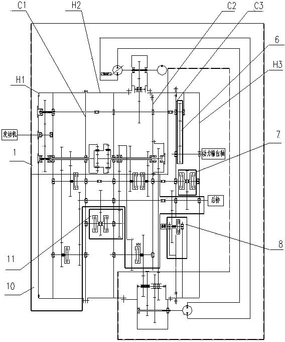 Stepless speed changing box of large-power tractor