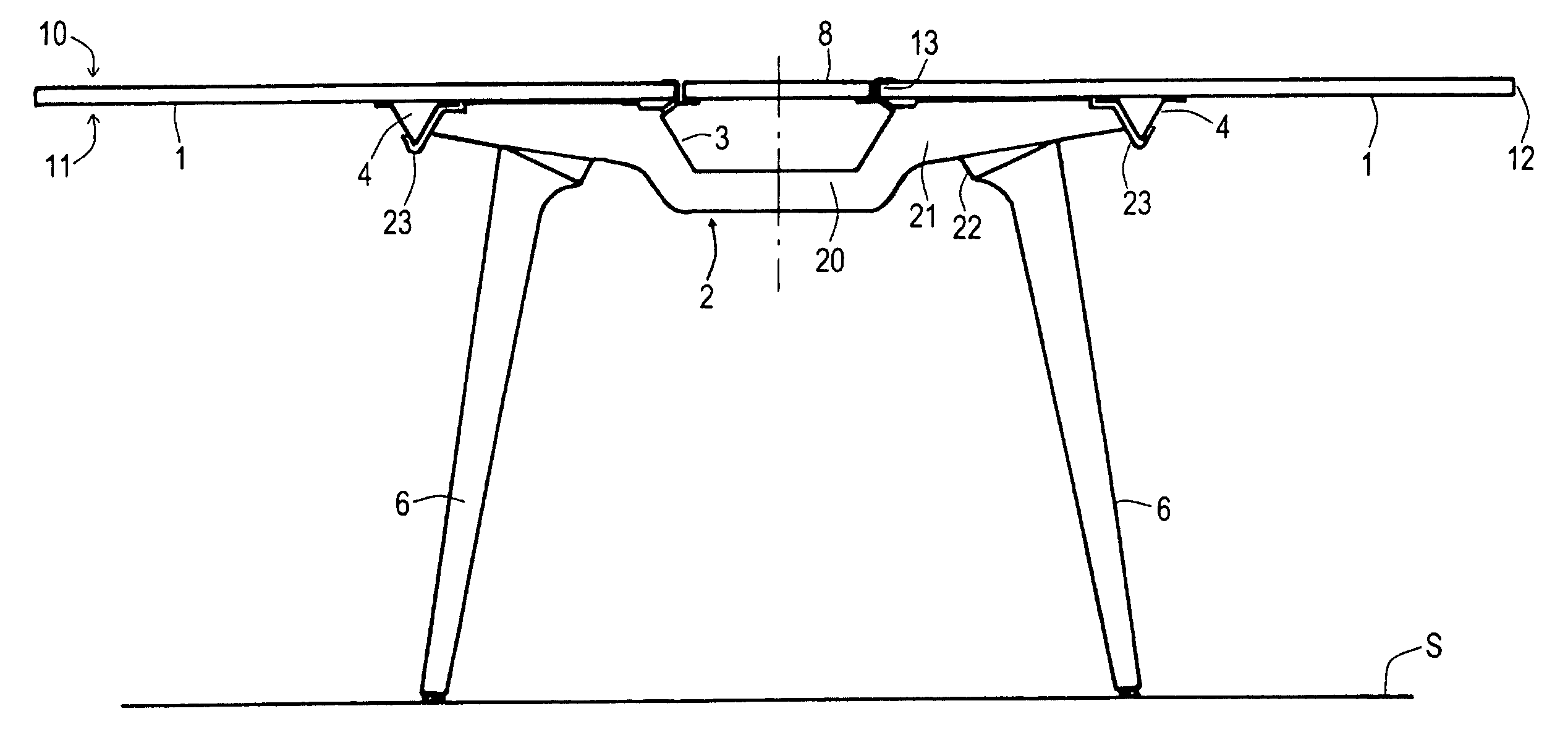 Table, especially conference and office table