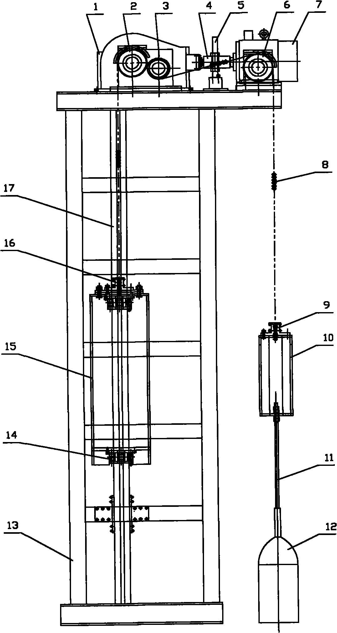 Tower type oil pumping unit device of single-face tooth-shaped chain