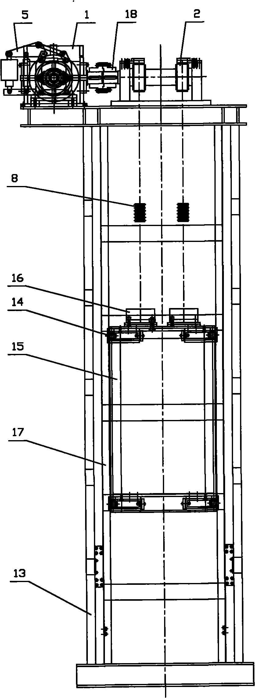 Tower type oil pumping unit device of single-face tooth-shaped chain