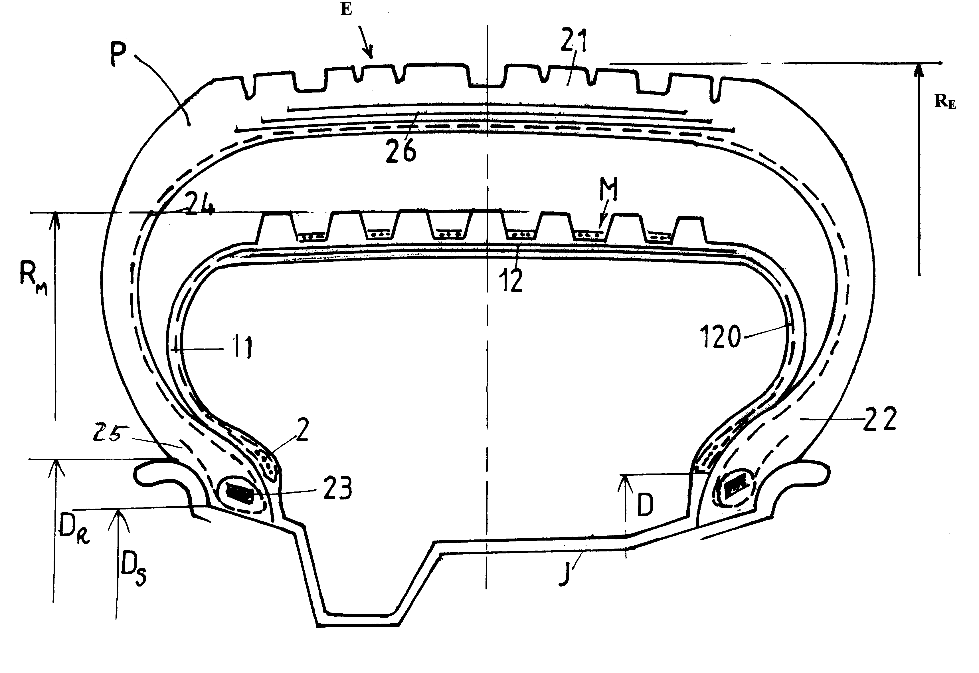 Supporting membrane for a tread