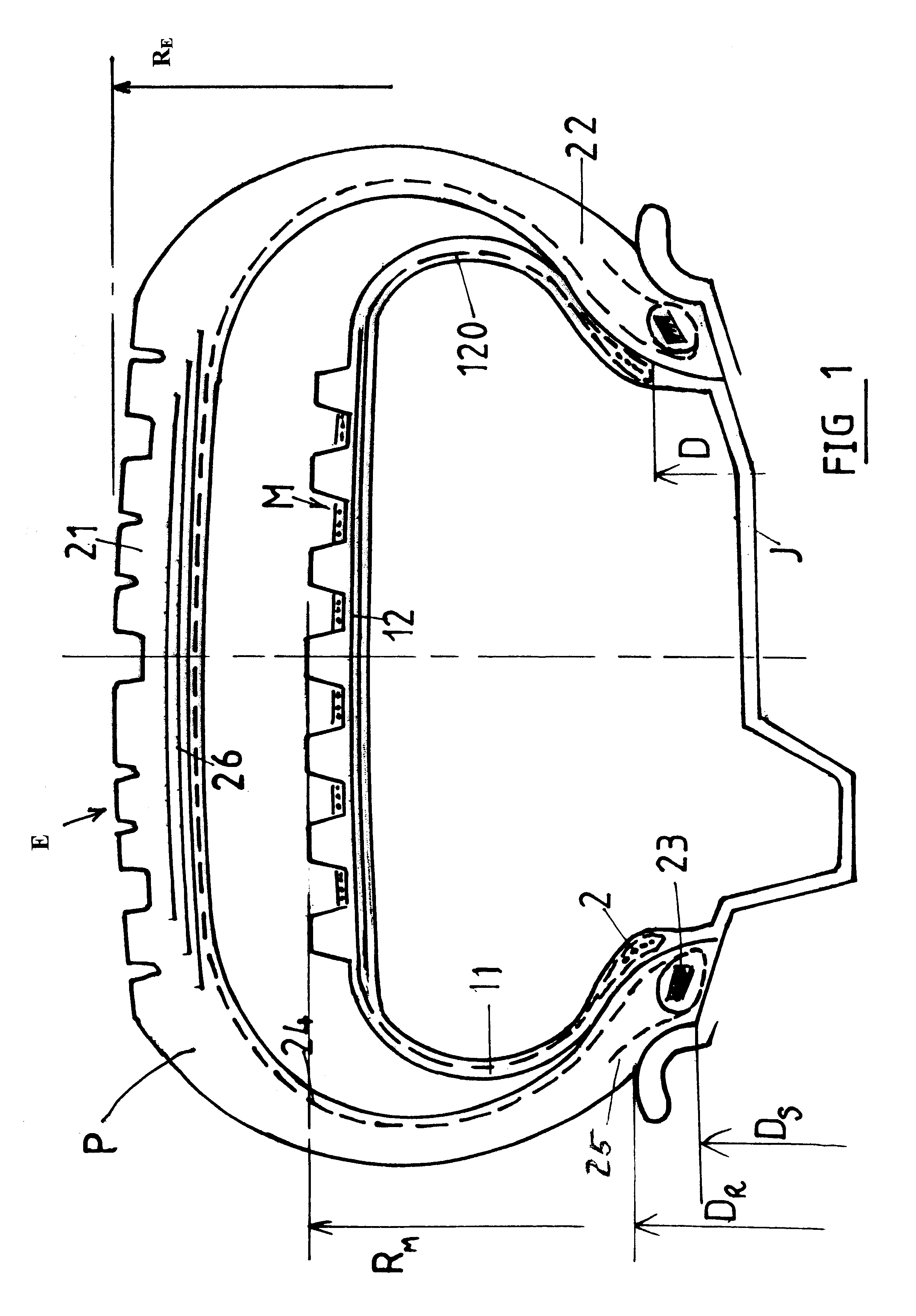 Supporting membrane for a tread